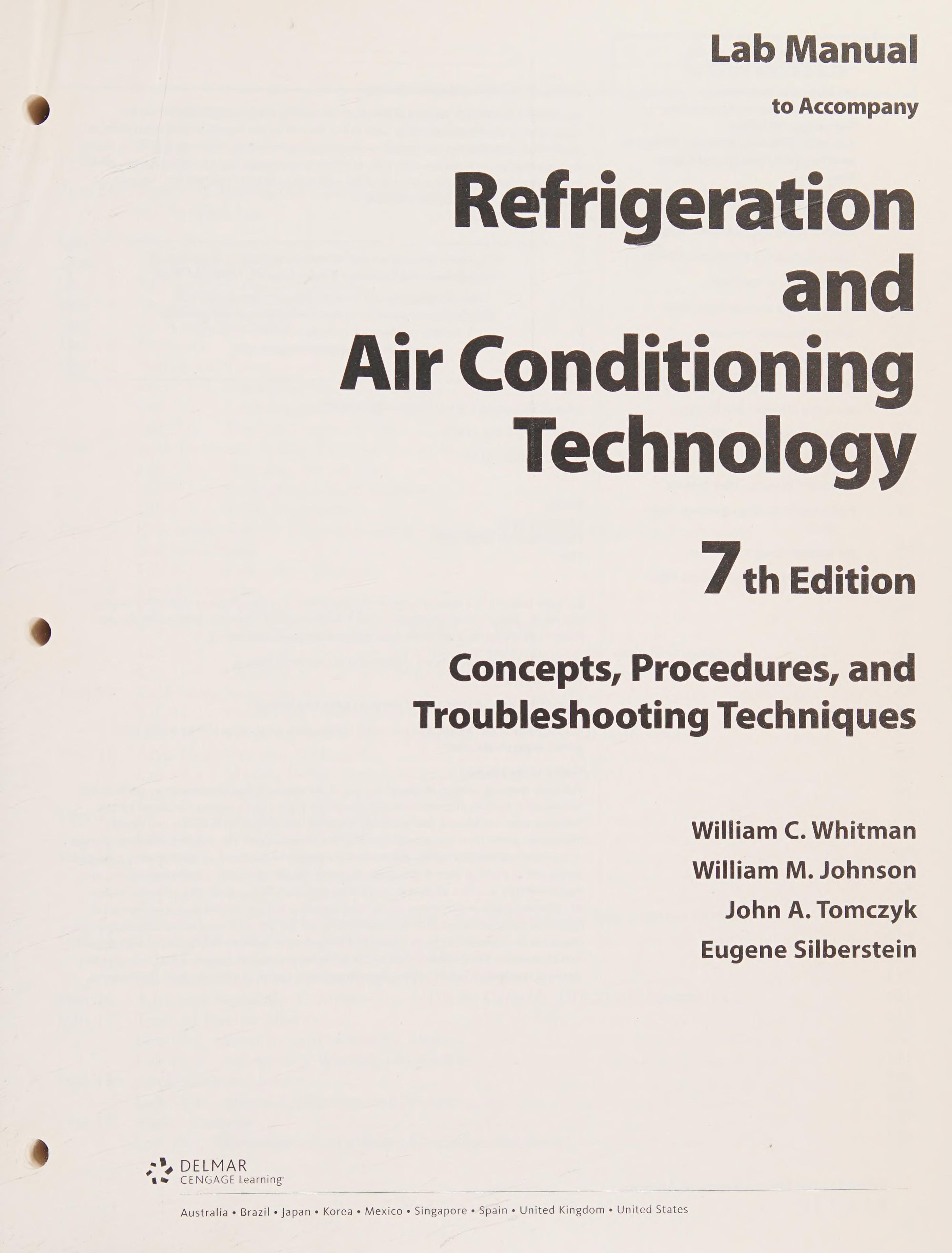 Lab Manual for Whitman/Johnson/Tomczyk/Silberstein's Refrigeration and Air Conditioning Technology, 7th