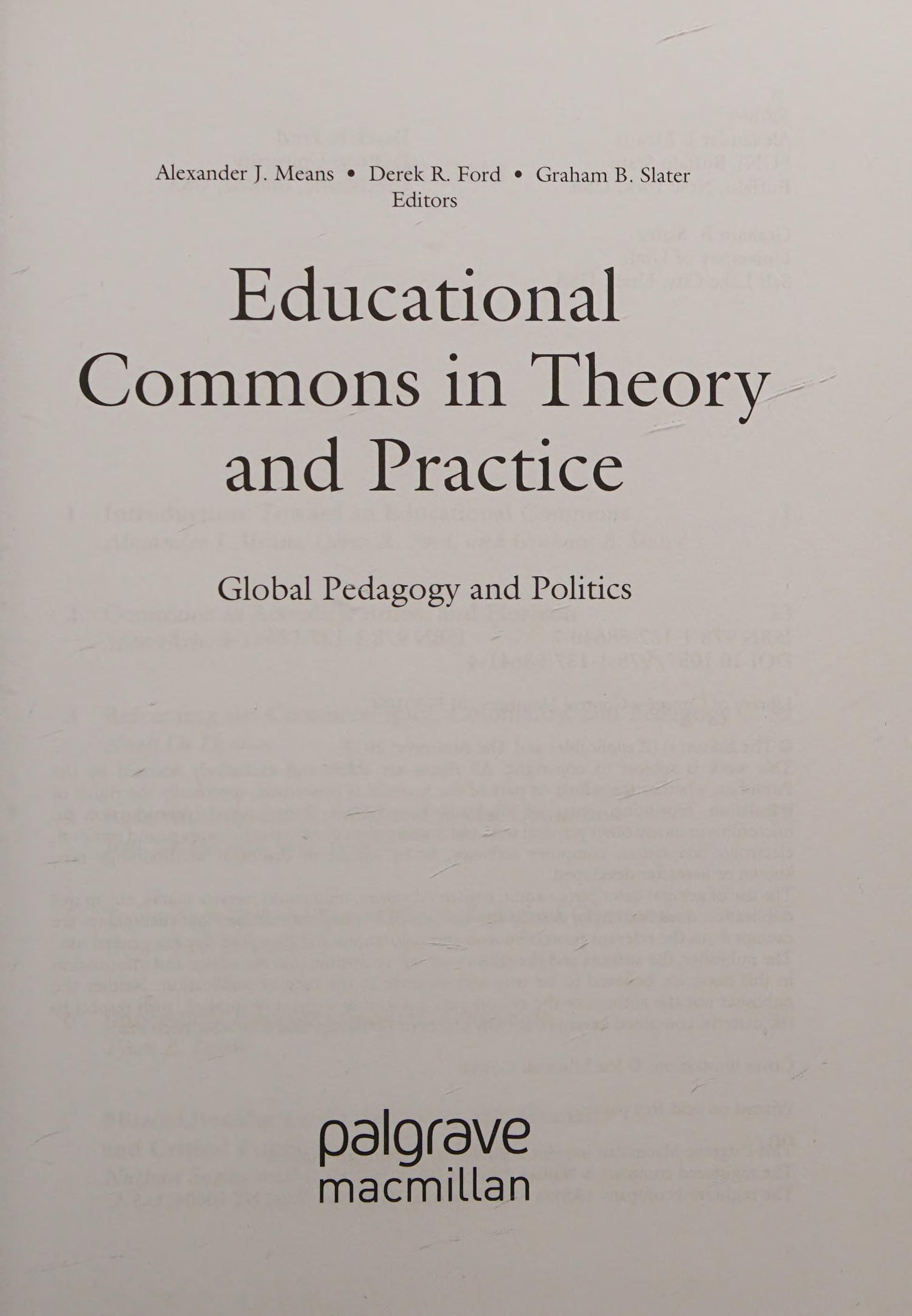 Educational Commons In Theory And Practice: Global Pedagogy And Politics