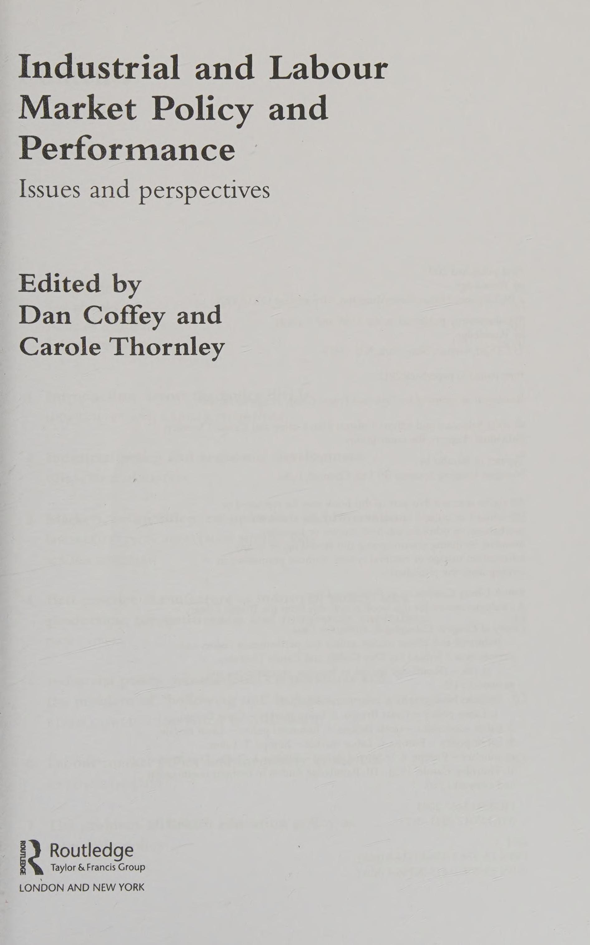 Industrial and Labour Market Policy and Performance