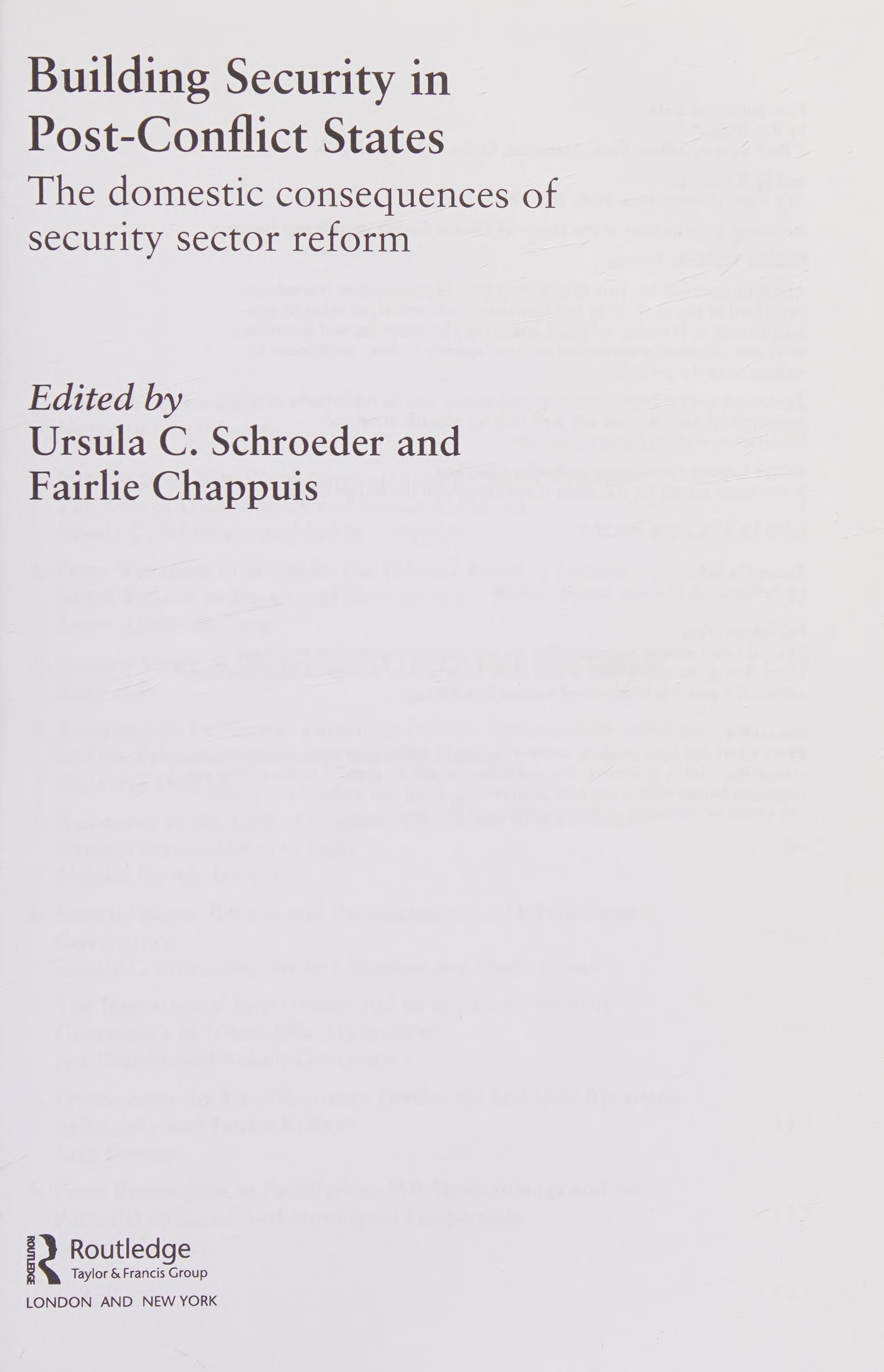 Building Security in Post-Conflict States