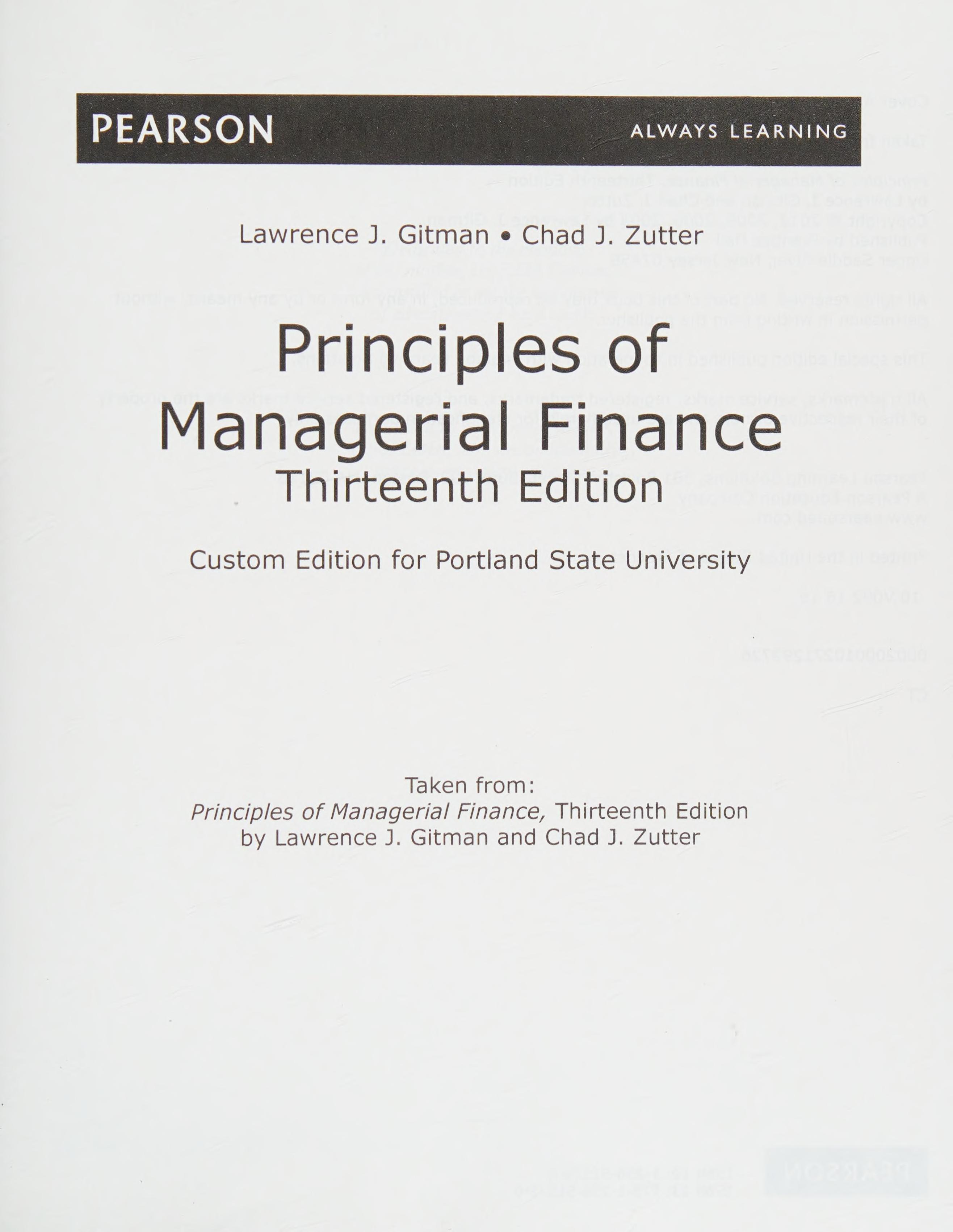 Principles of Managerial Finance