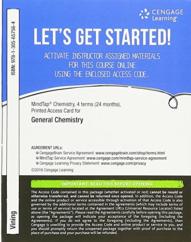 MindTap General Chemistry, 4 Term(S) (24 Months) Printed Access Card, 1st Edition