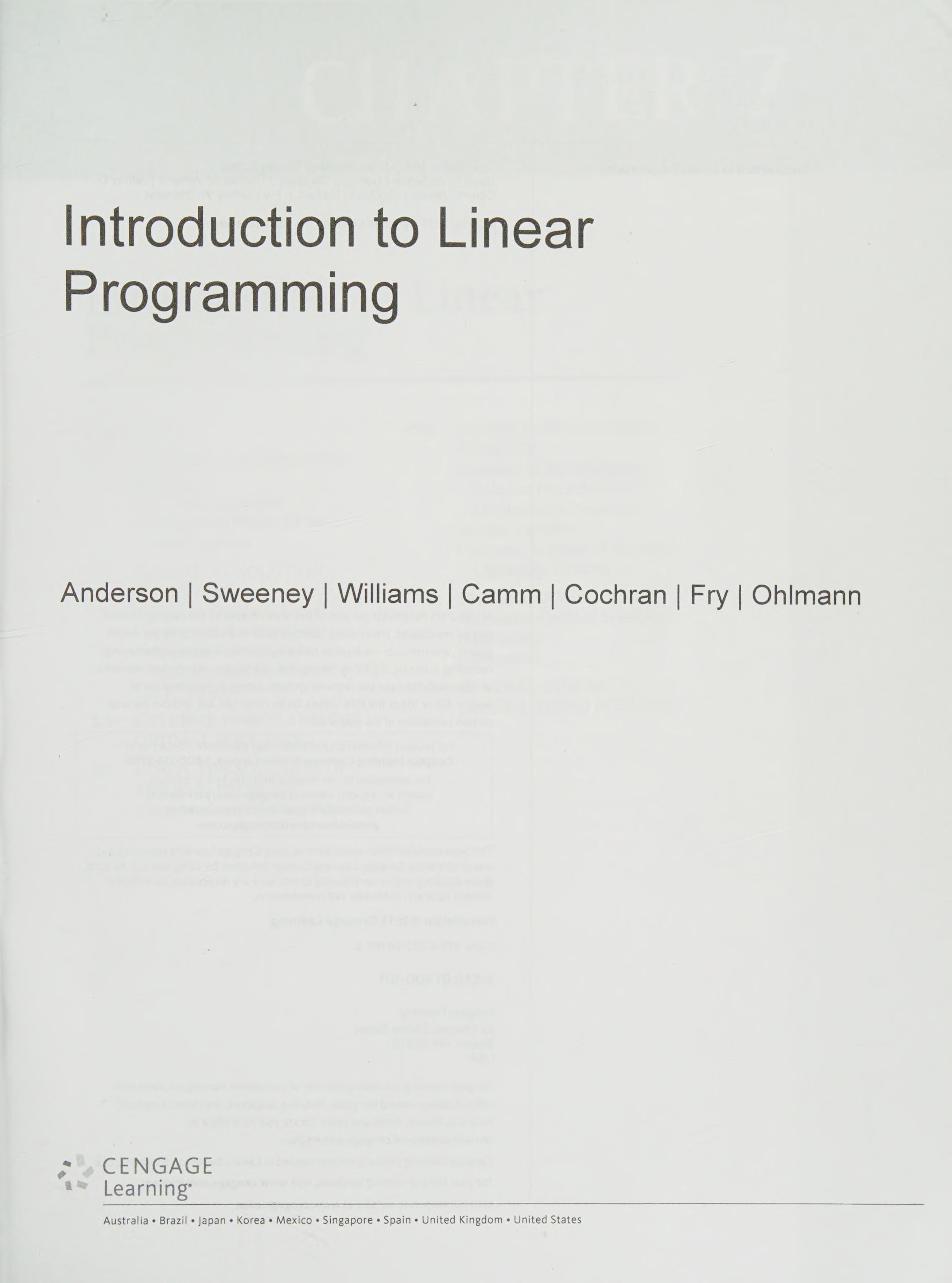 Introduction to Linear Programming