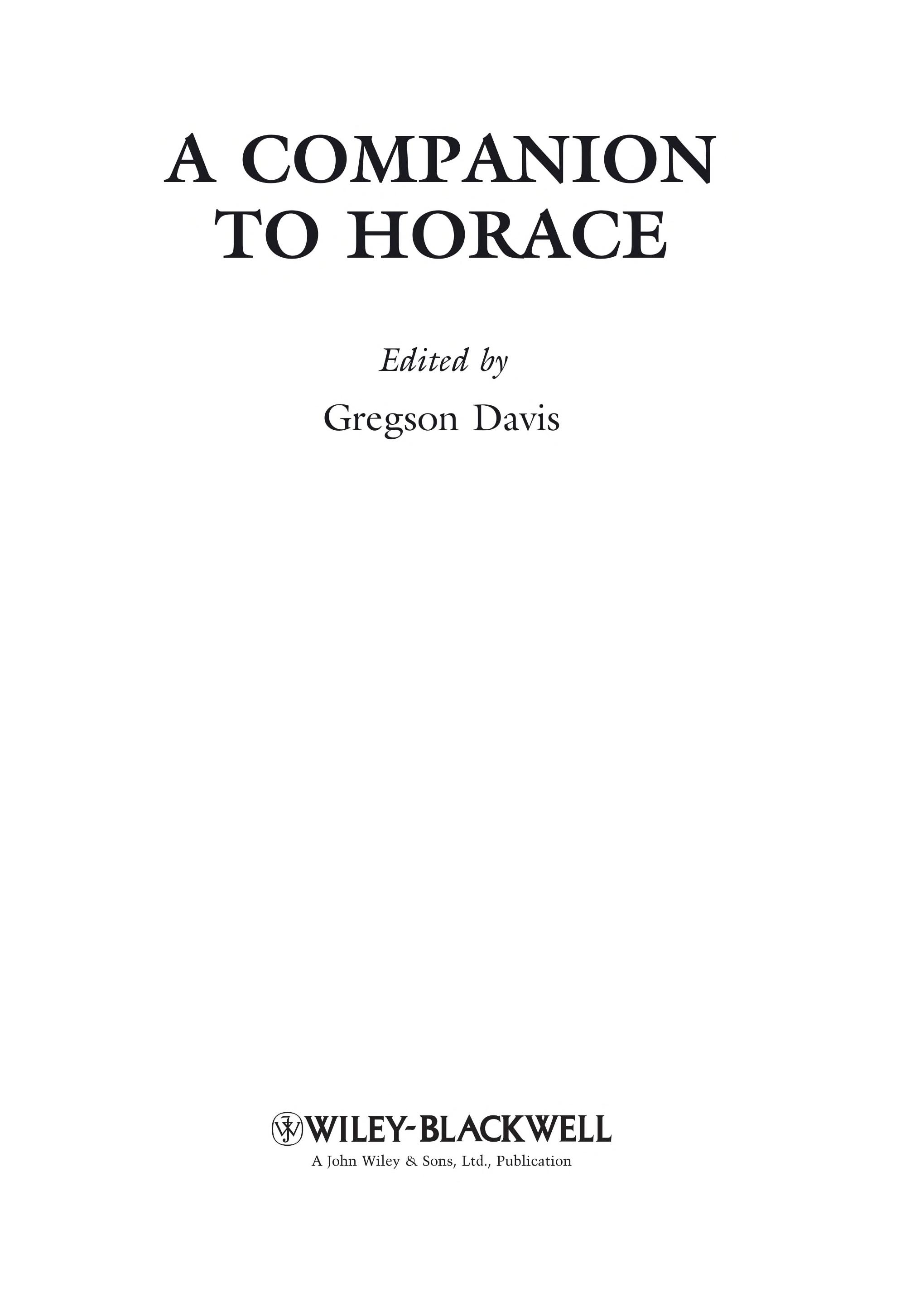 A Companion to Horace