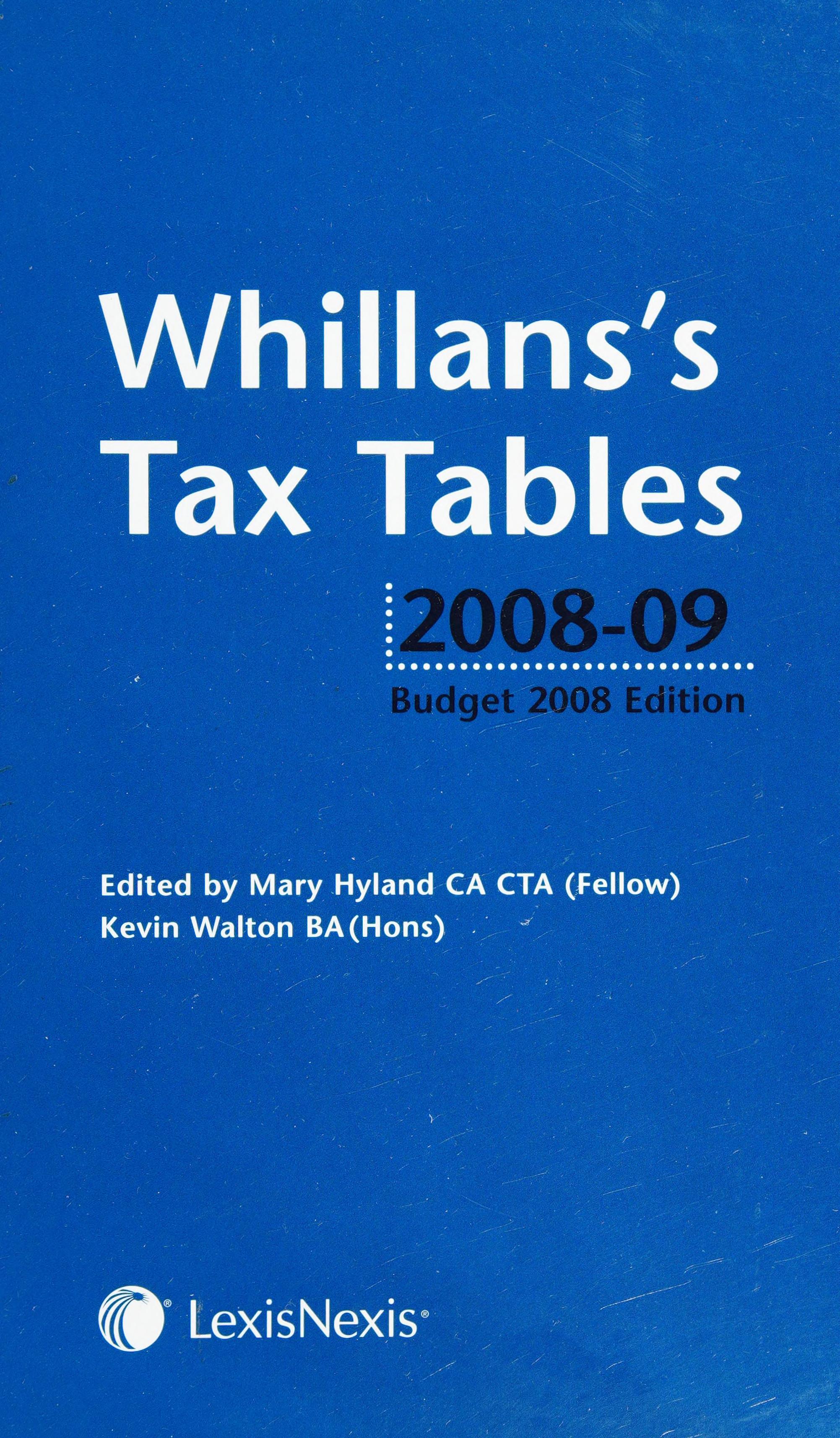Whillans tax tables 2008 09