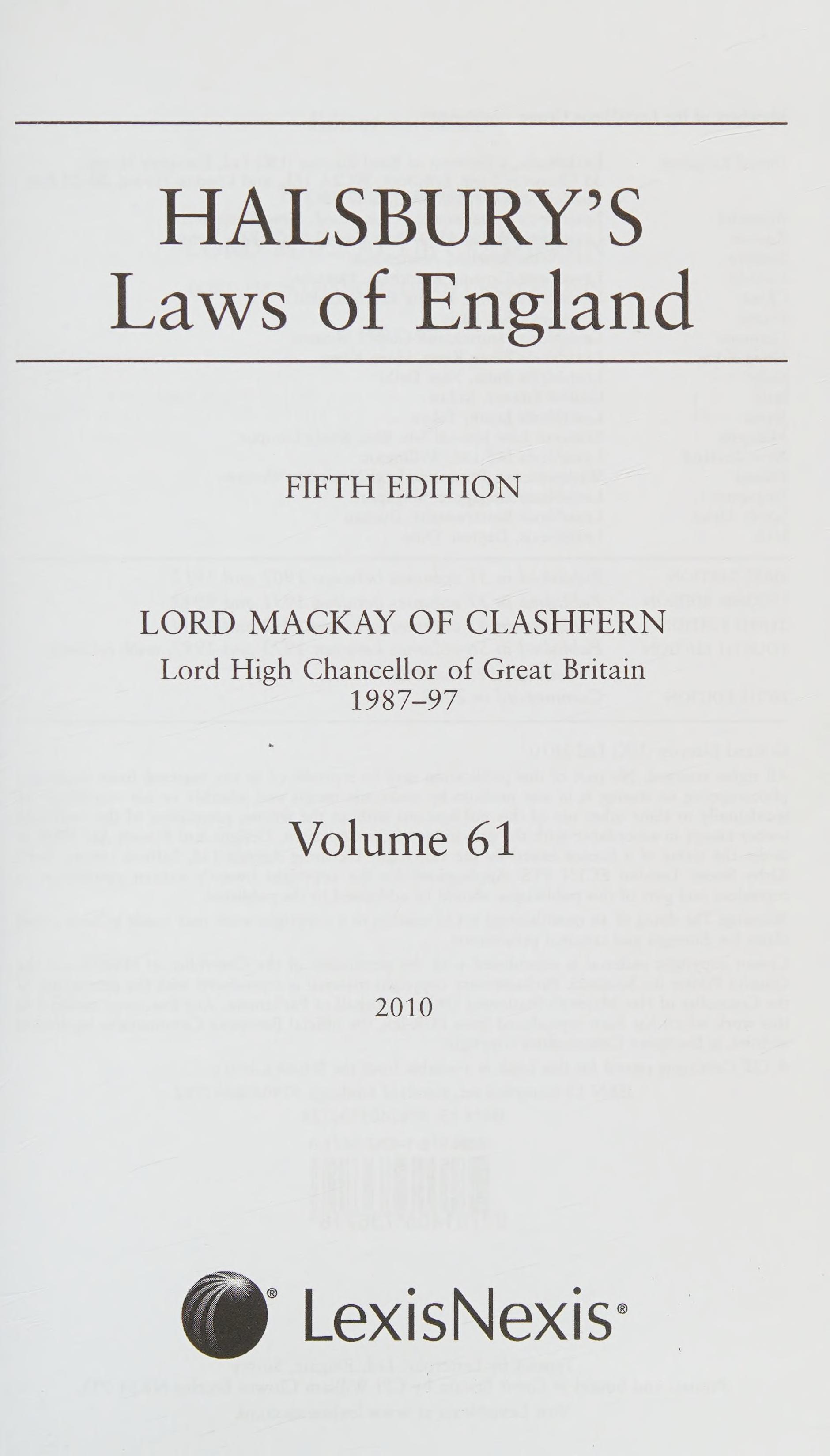 Halsbury s laws of England