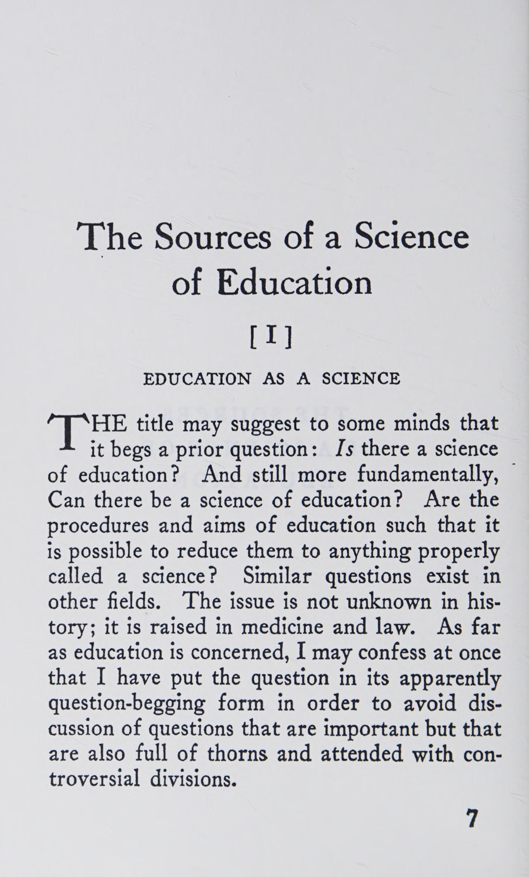 The Sources of a Science of Education
