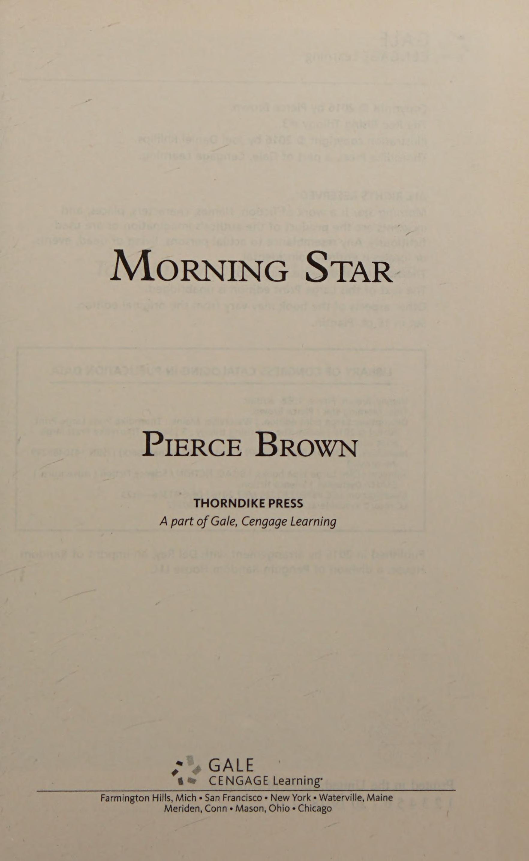 Morning Star by Pierce Brown, ISBN 9781410486240