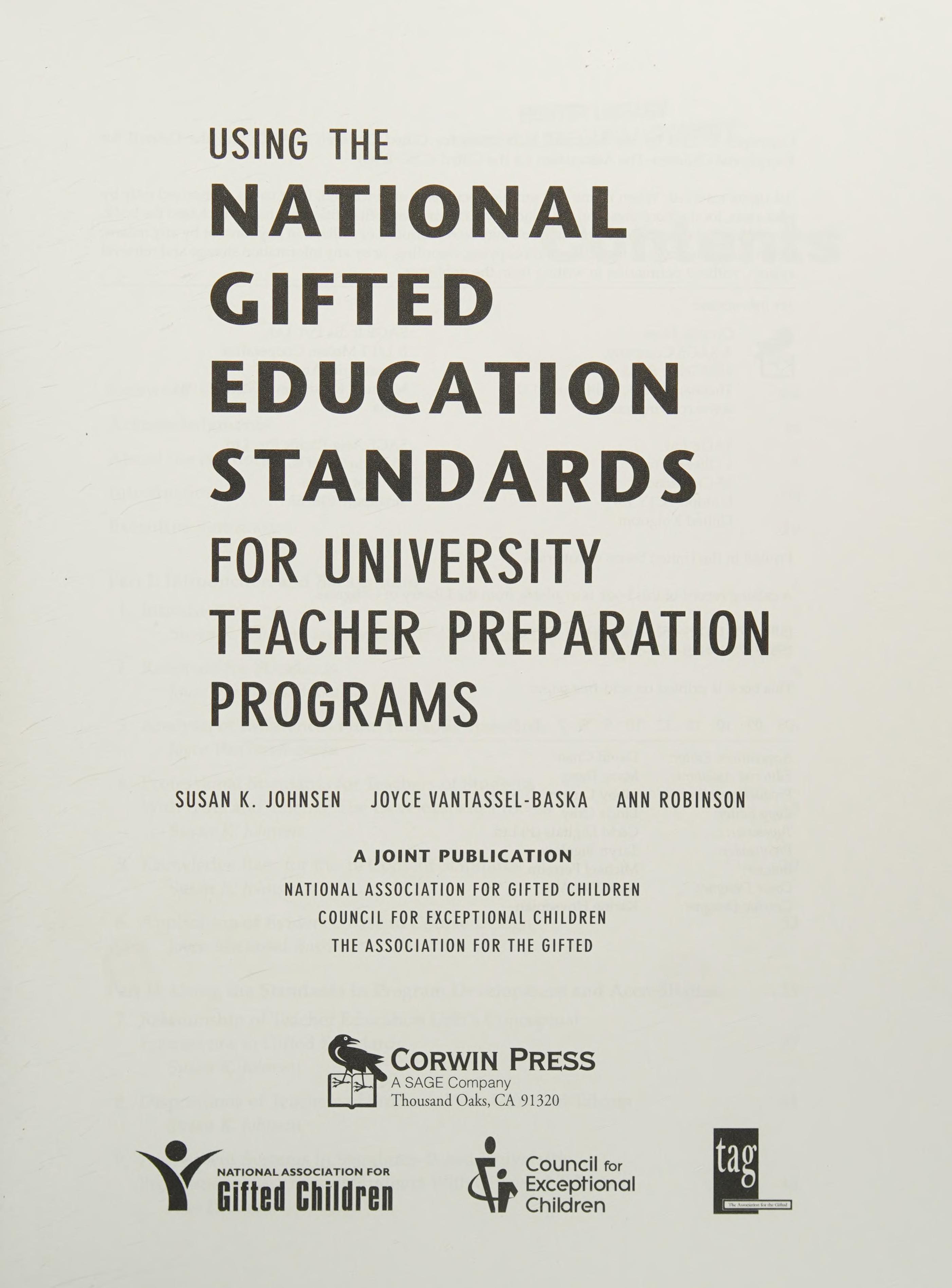 Using the National Gifted Education Standards for University Teacher Preparation Programs