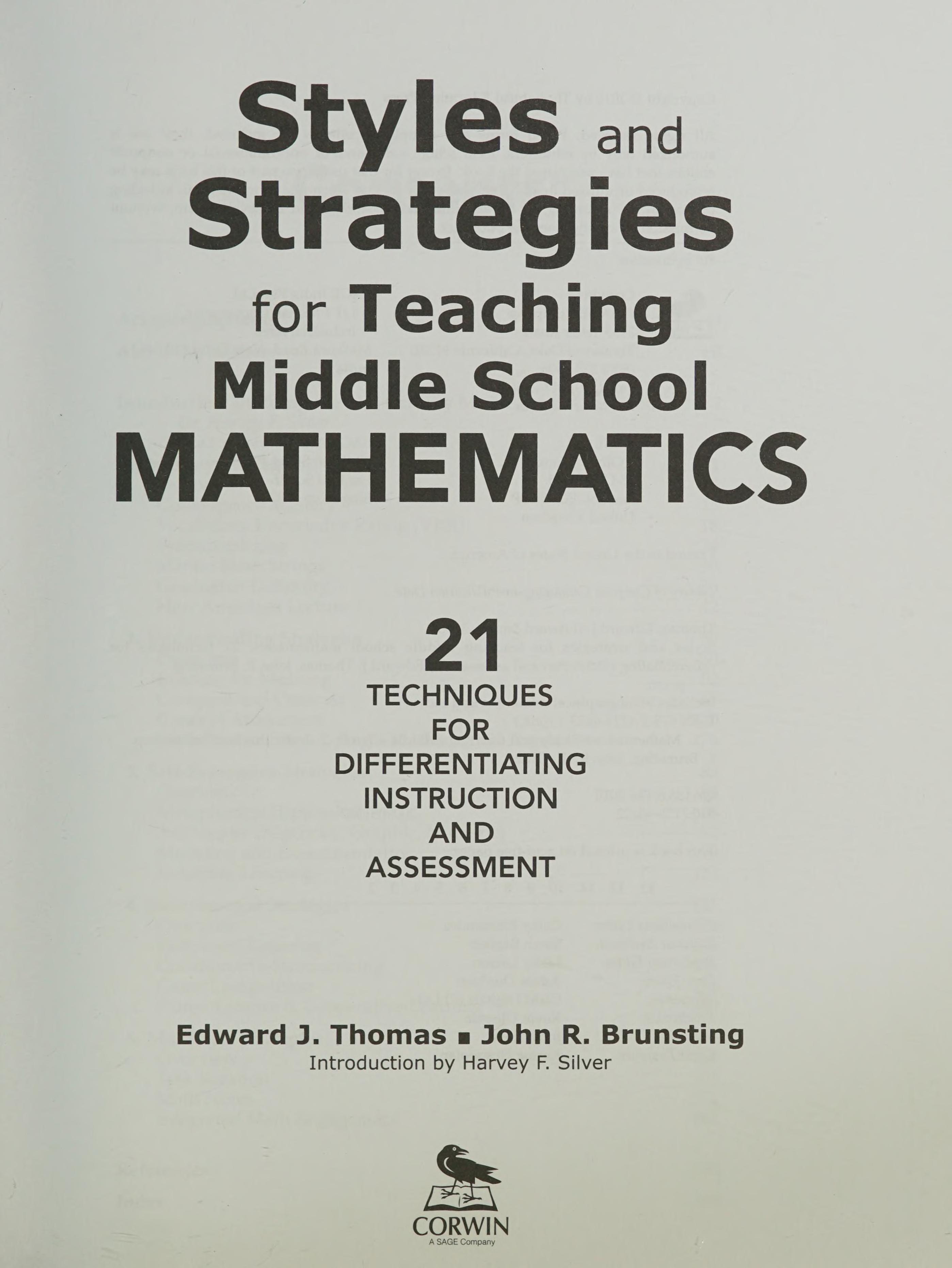 Styles and Strategies for Teaching Middle School Mathematics