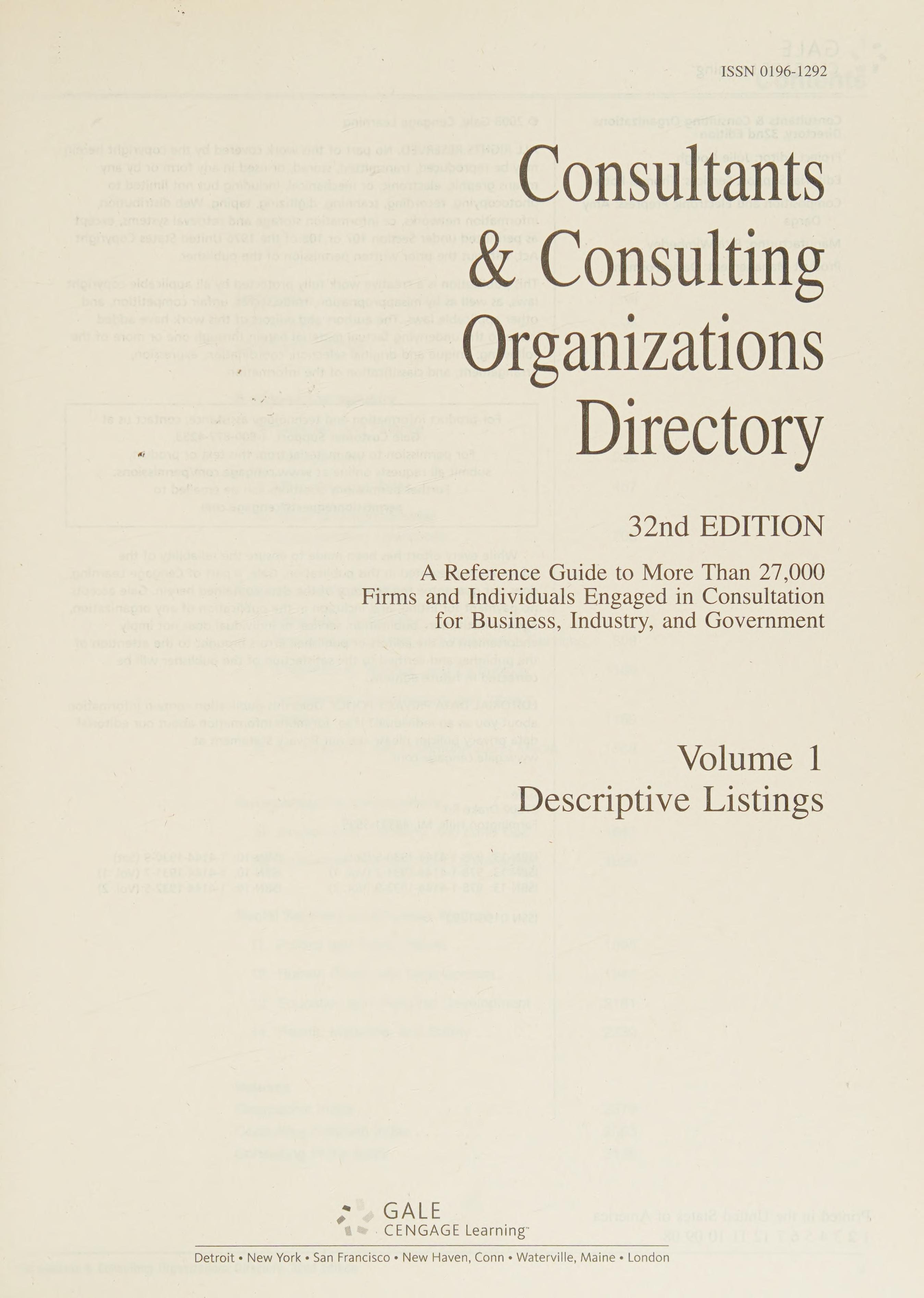 Consultants & Consulting Organizations Directory 33 2v Set