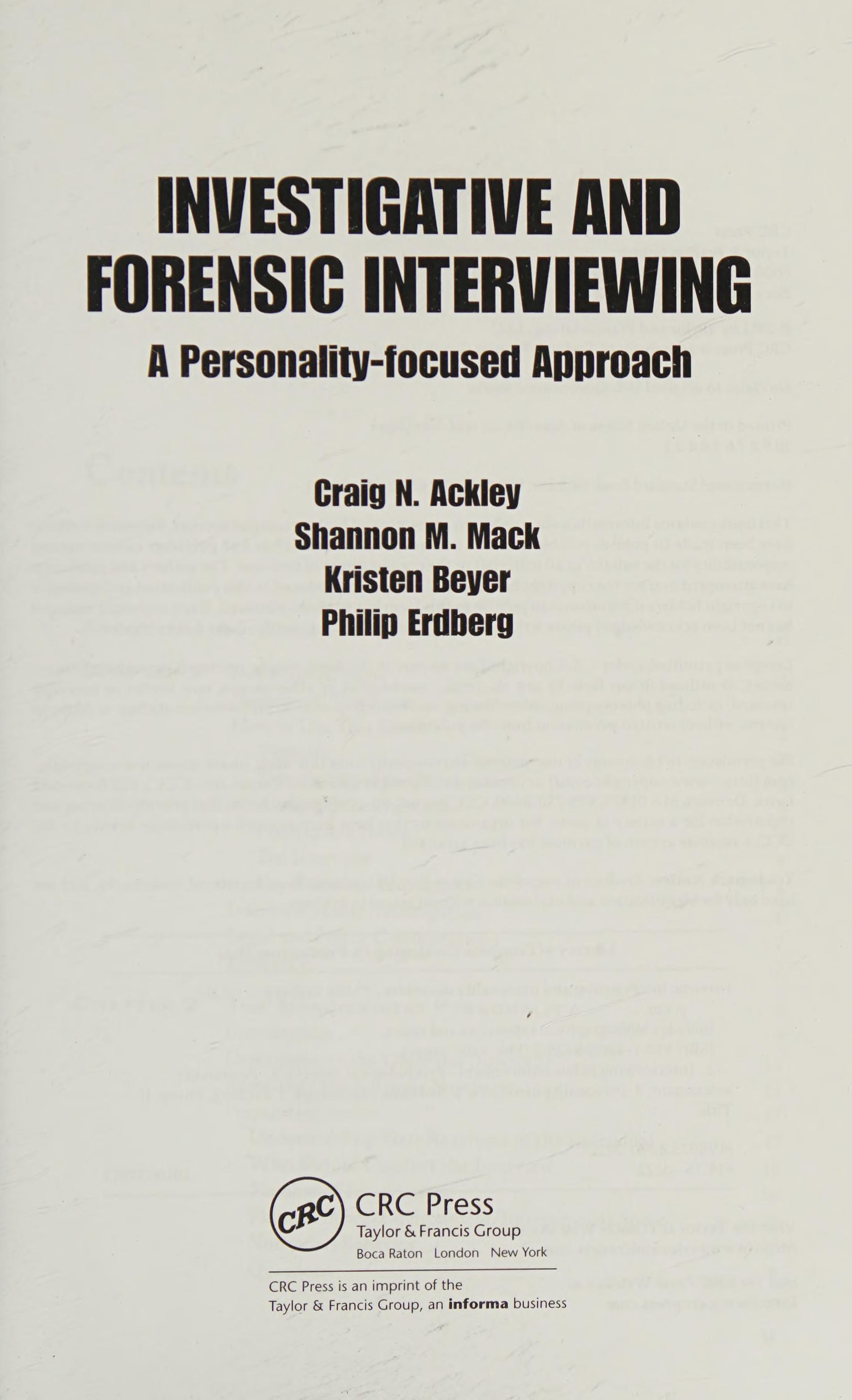 Investigative and forensic interviewing
