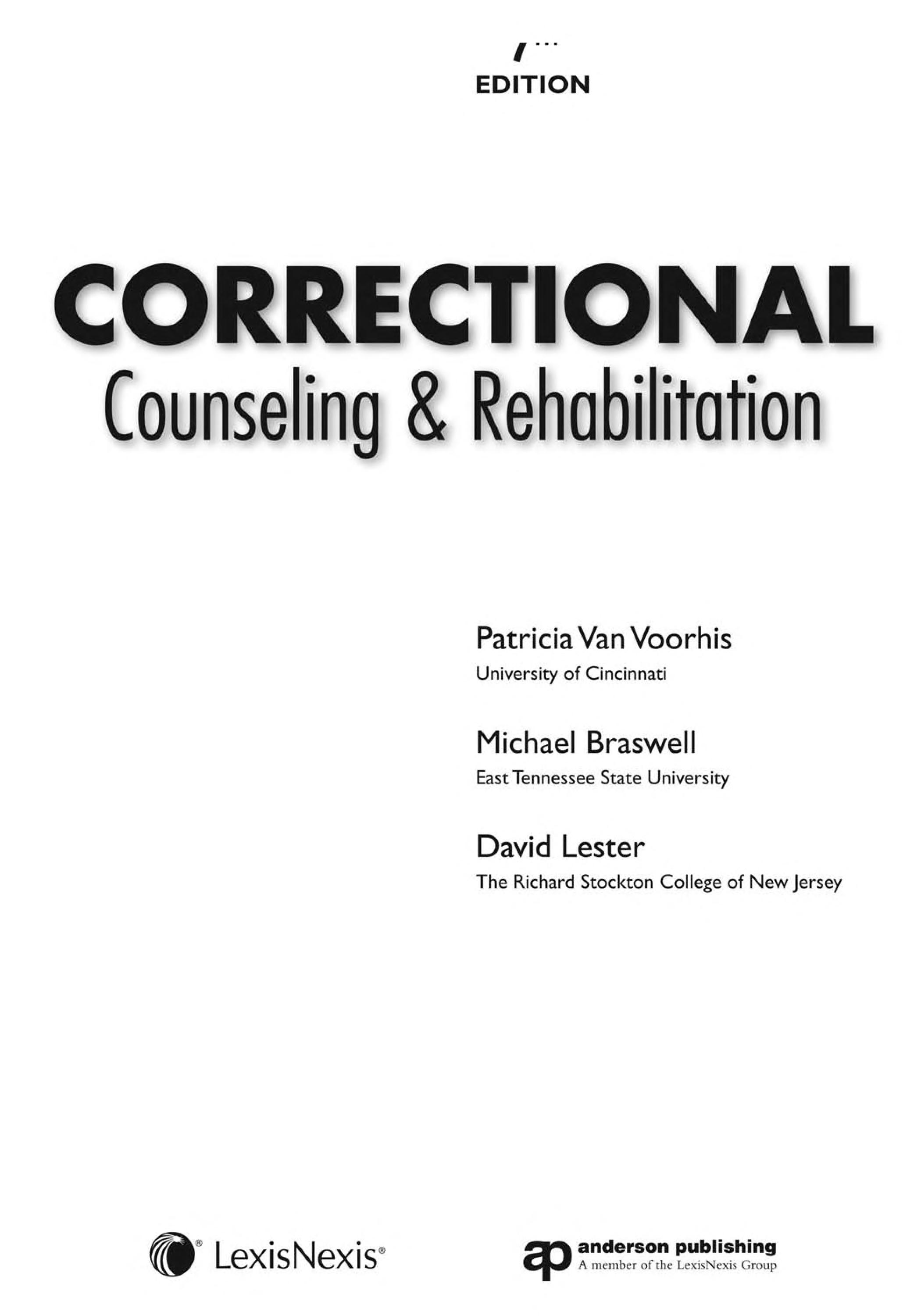 Correctional Counseling & Rehabilitation