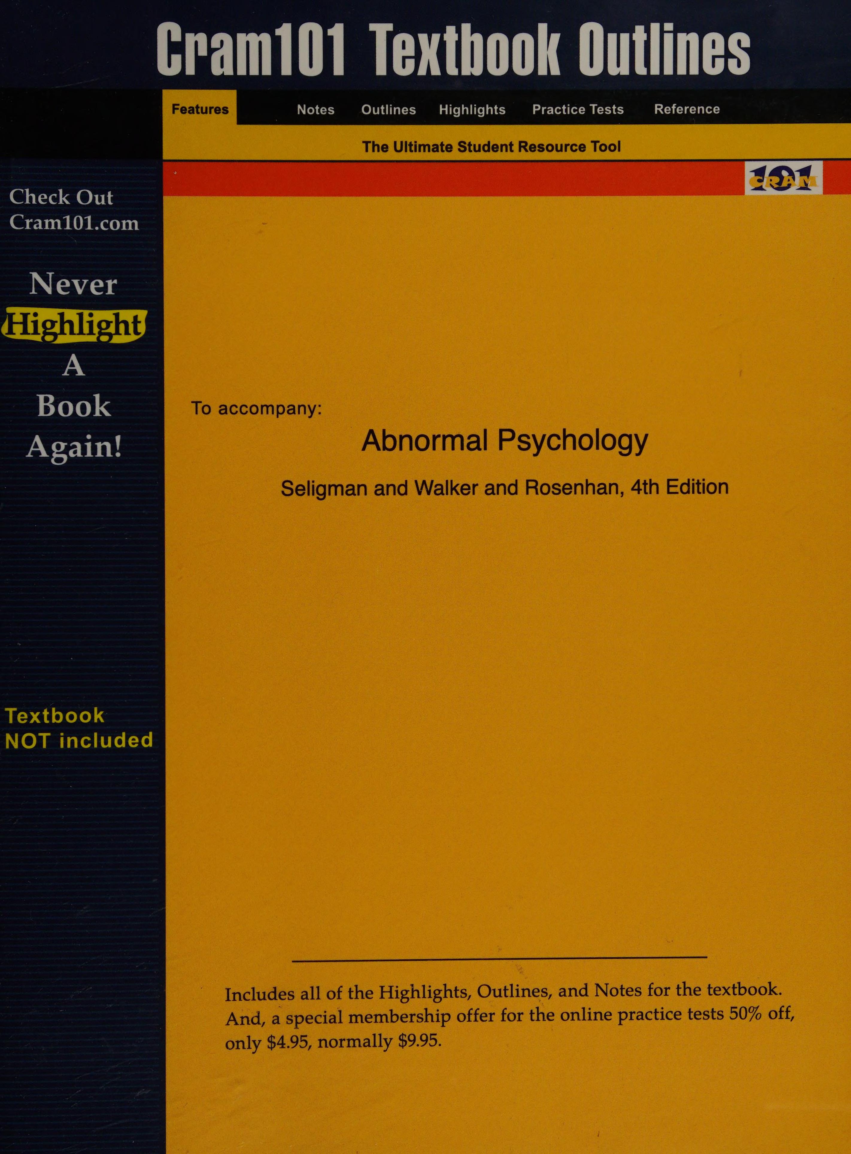 Outlines & Highlights For Abnormal Psychology By Seligman Isbn: 039394459x