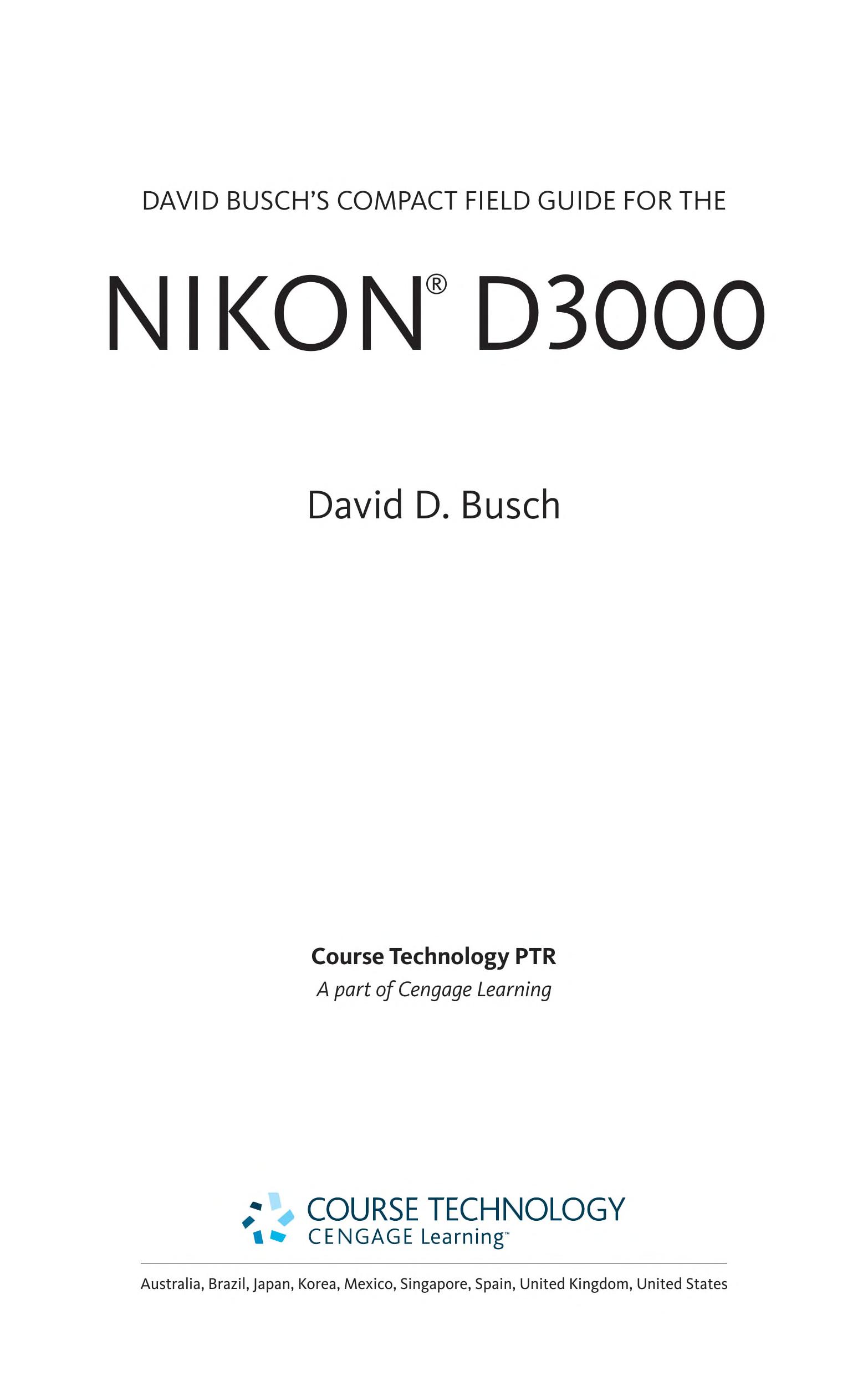 David Busch's Compact Field Guide for the Nikon D3000