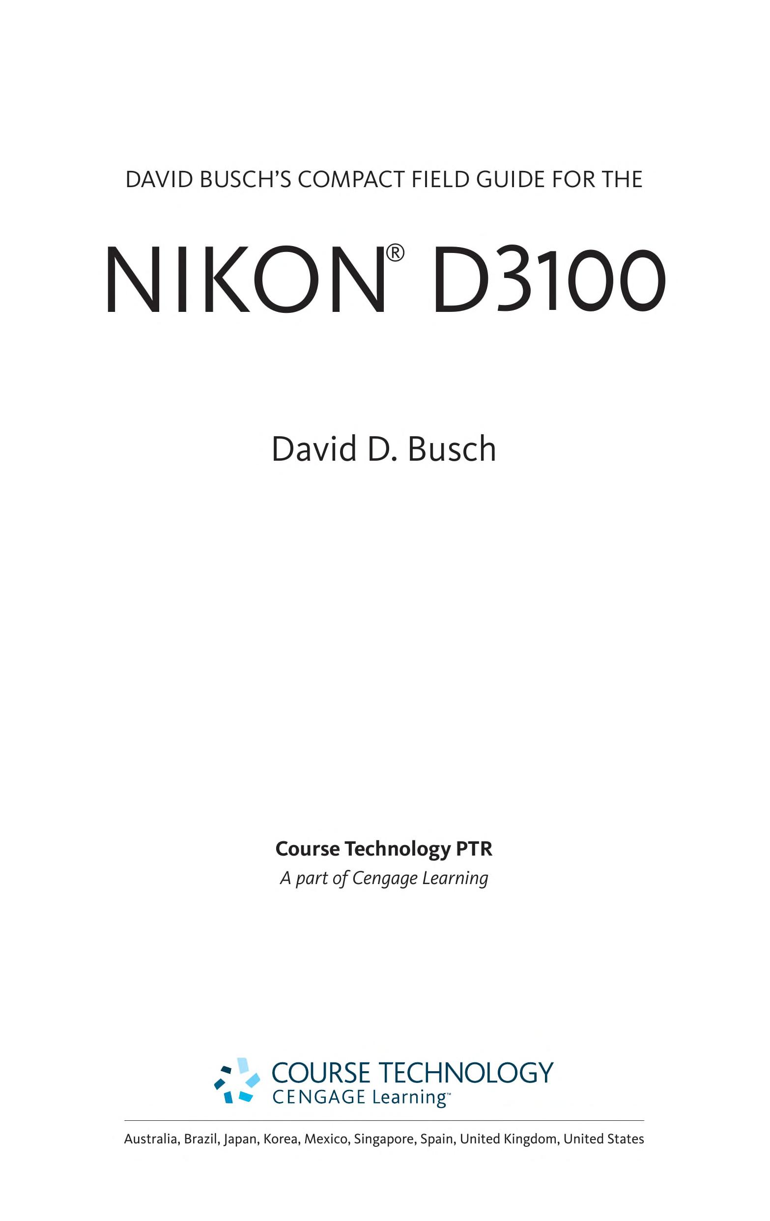David Busch's Compact Field Guide for the Nikon D3100