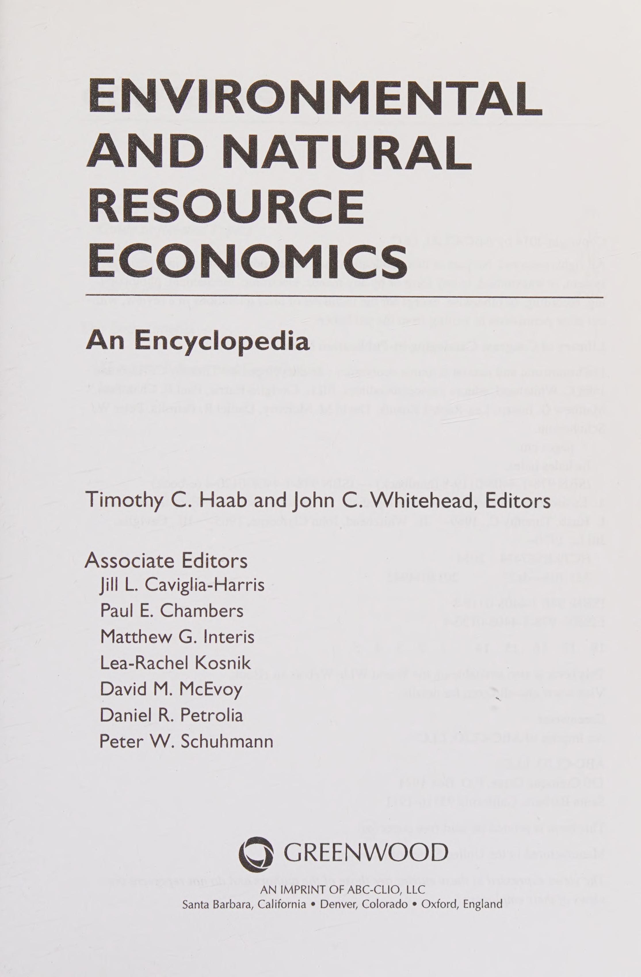 Environmental and natural resource economics
