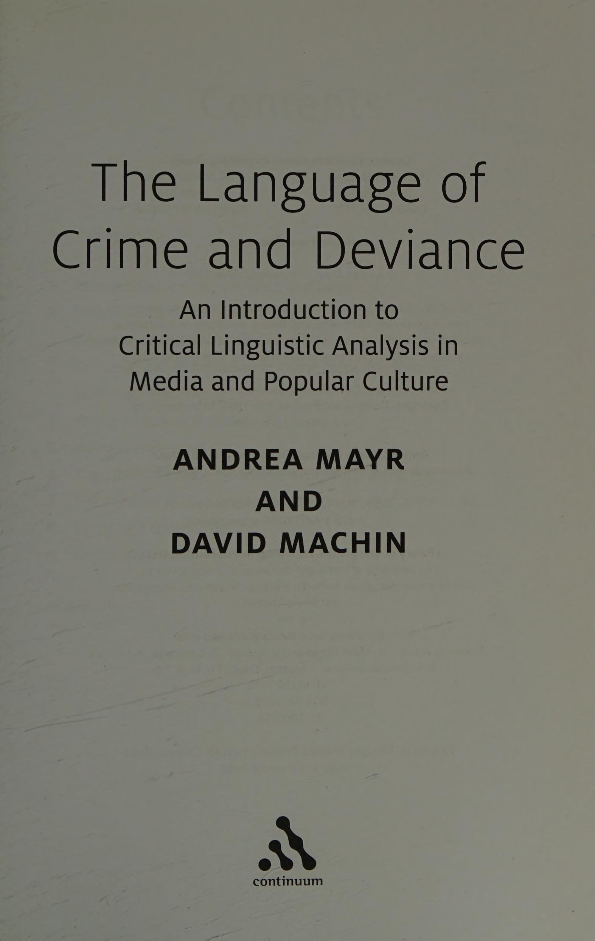 The Language of Crime and Deviance