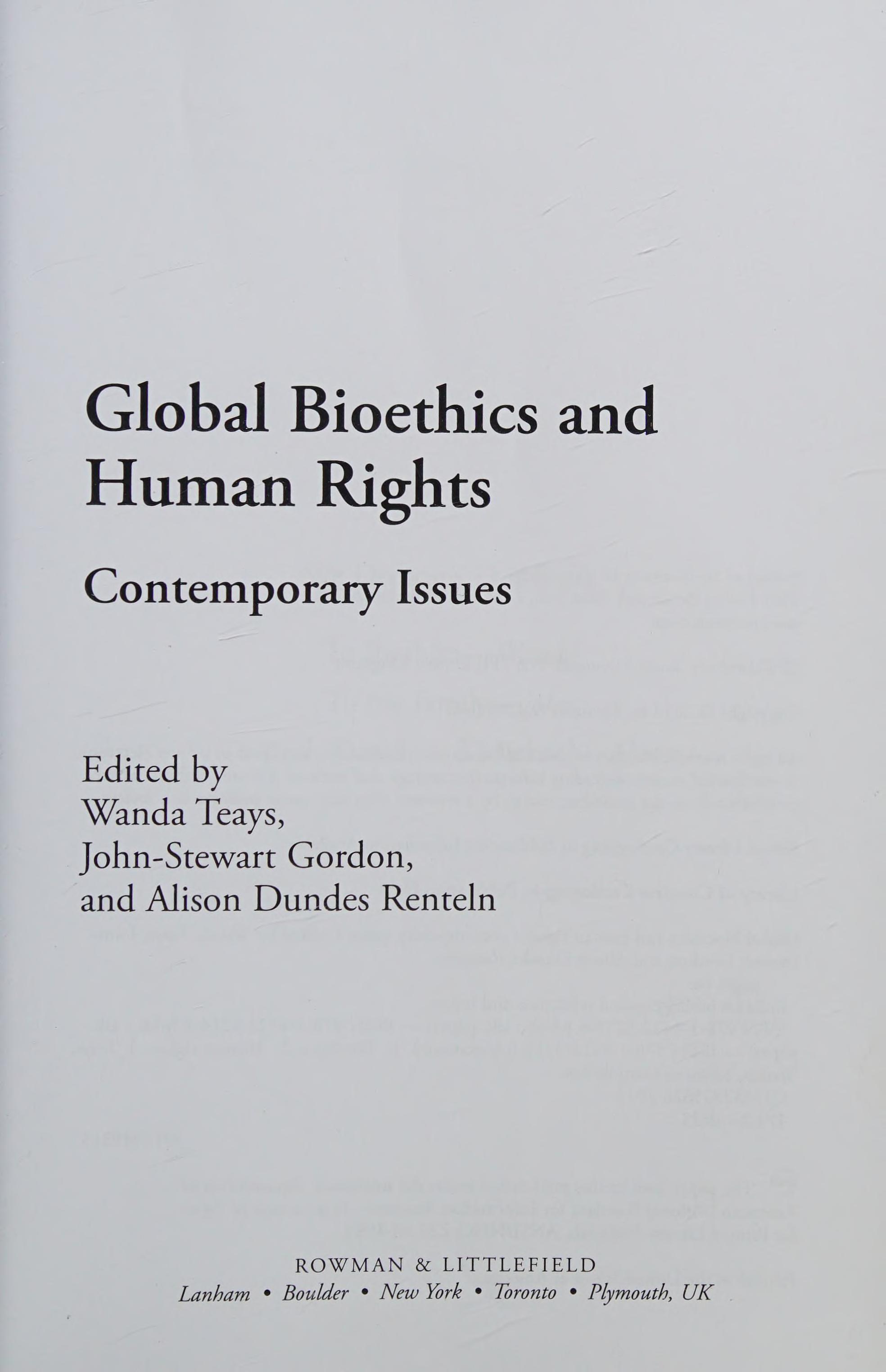 Global Bioethics and Human Rights