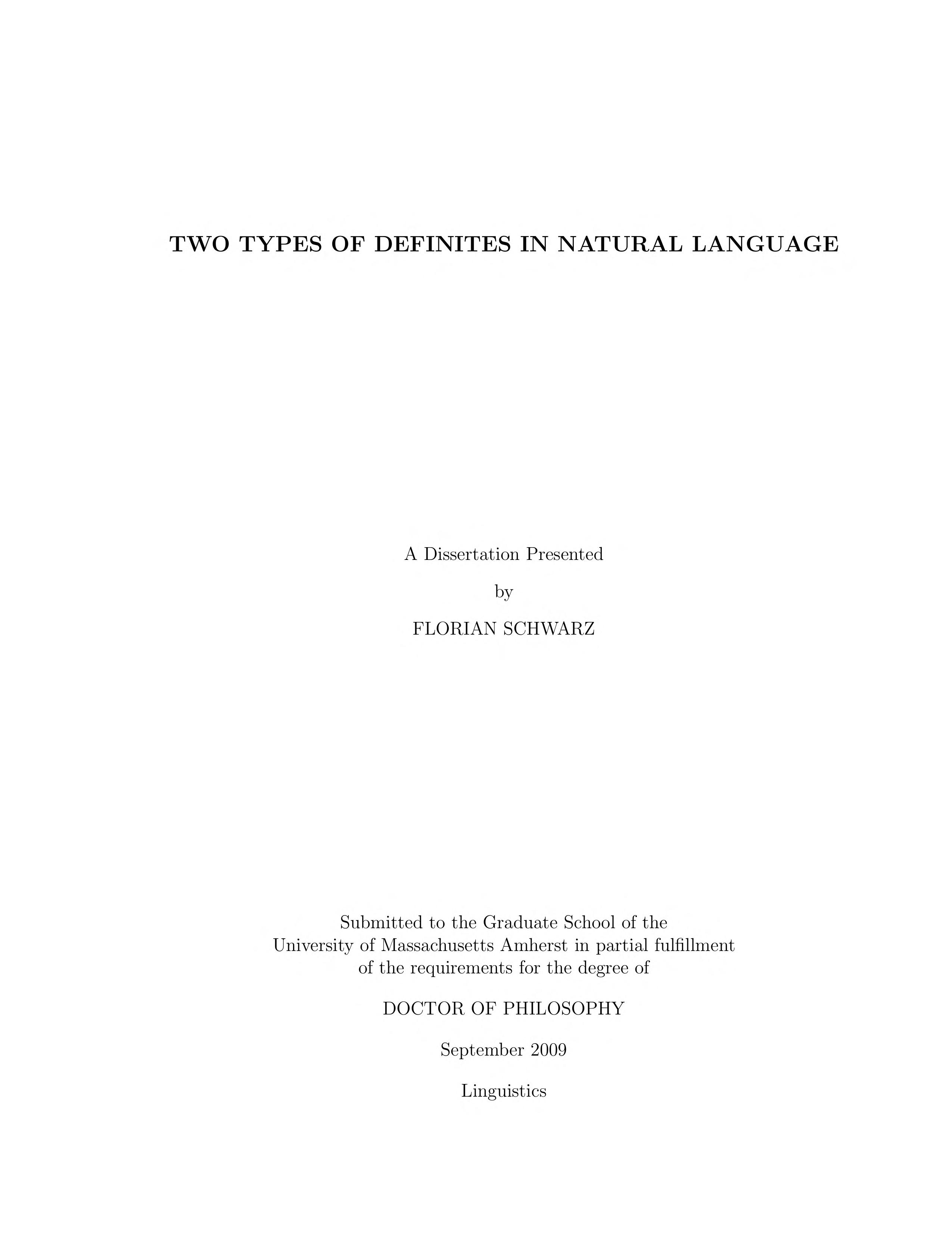 Two types of definites in natural language