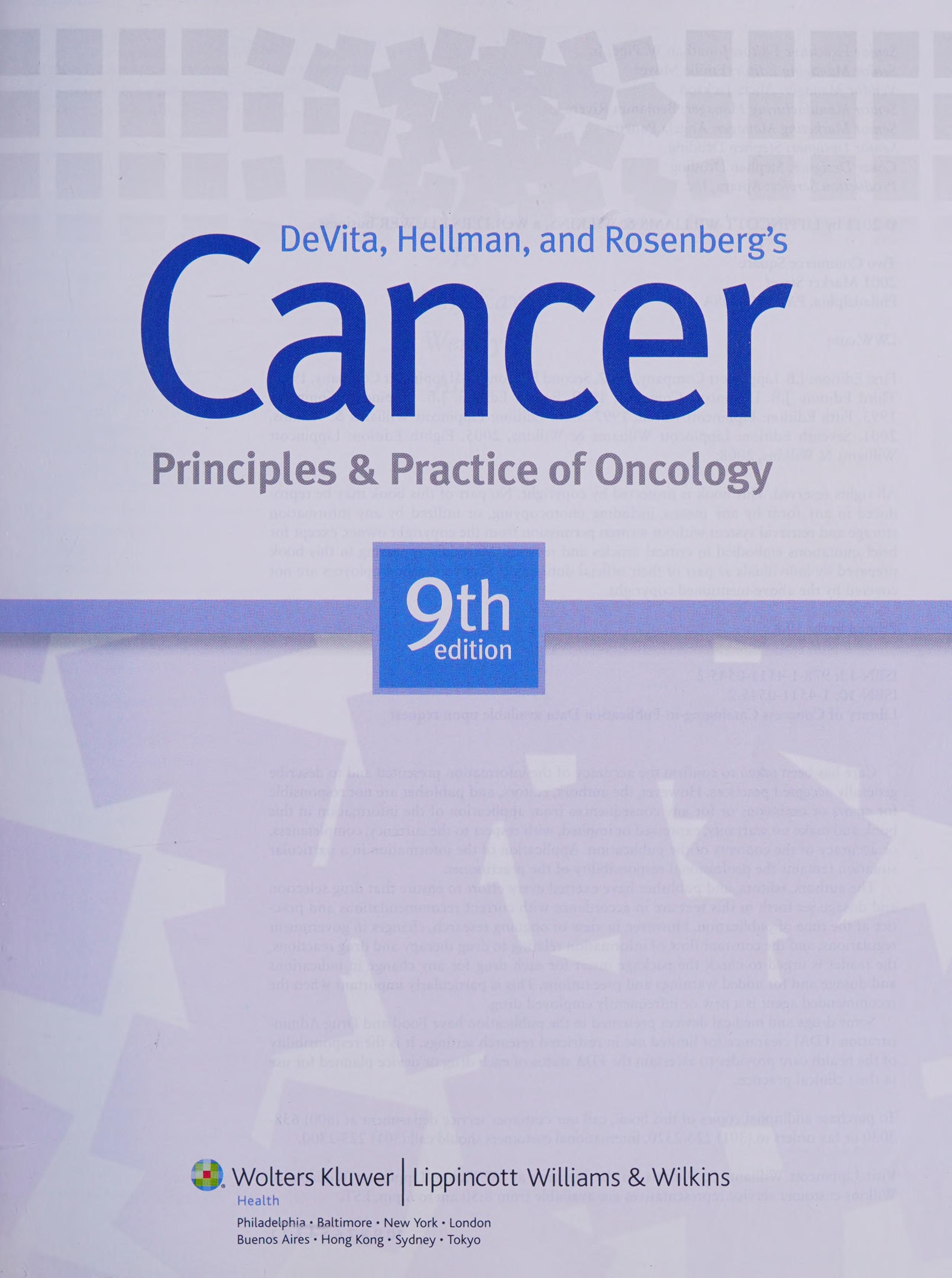 DeVita Hellman and Rosenberg s cancer