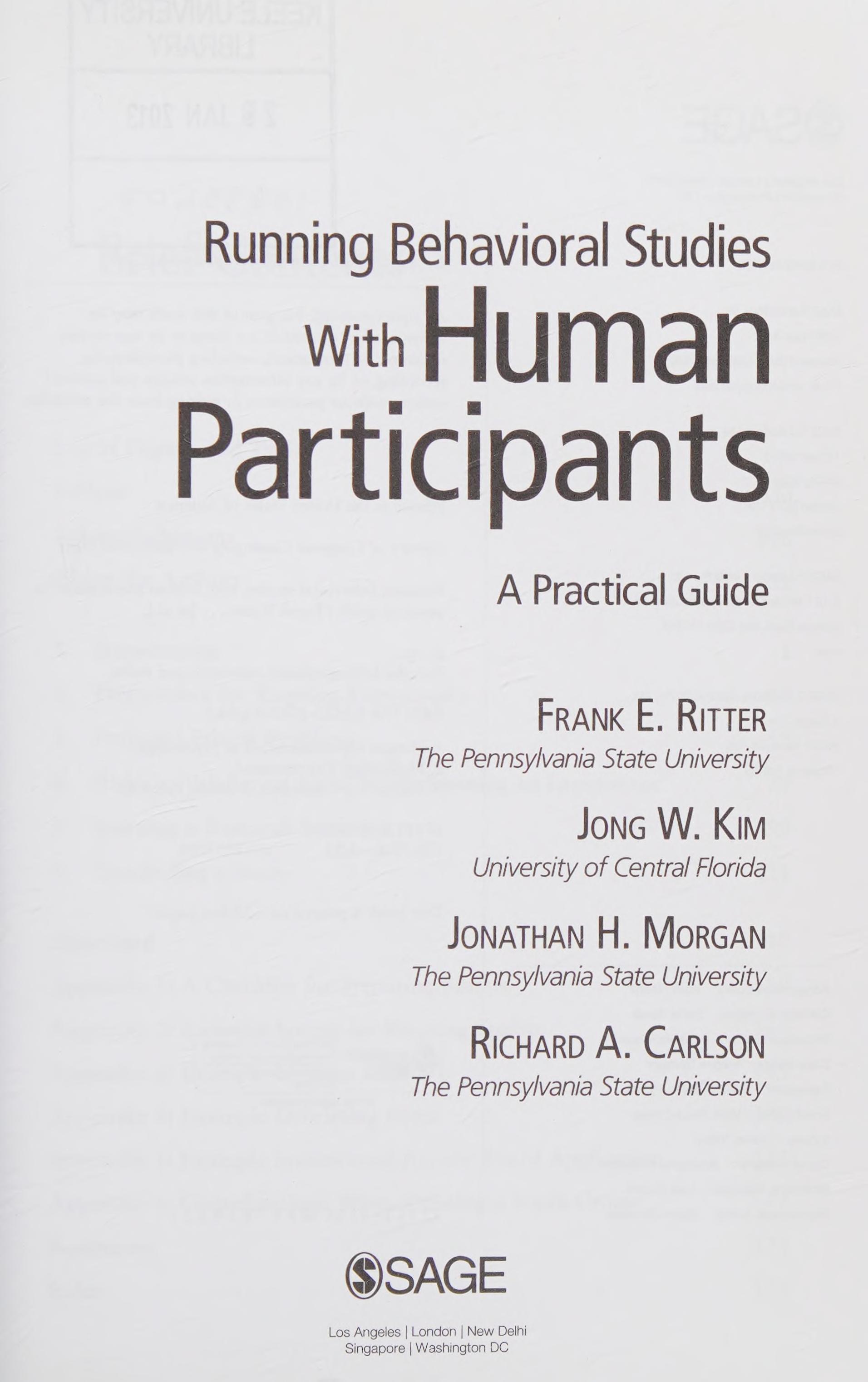 Running behavioral experiments with human participants