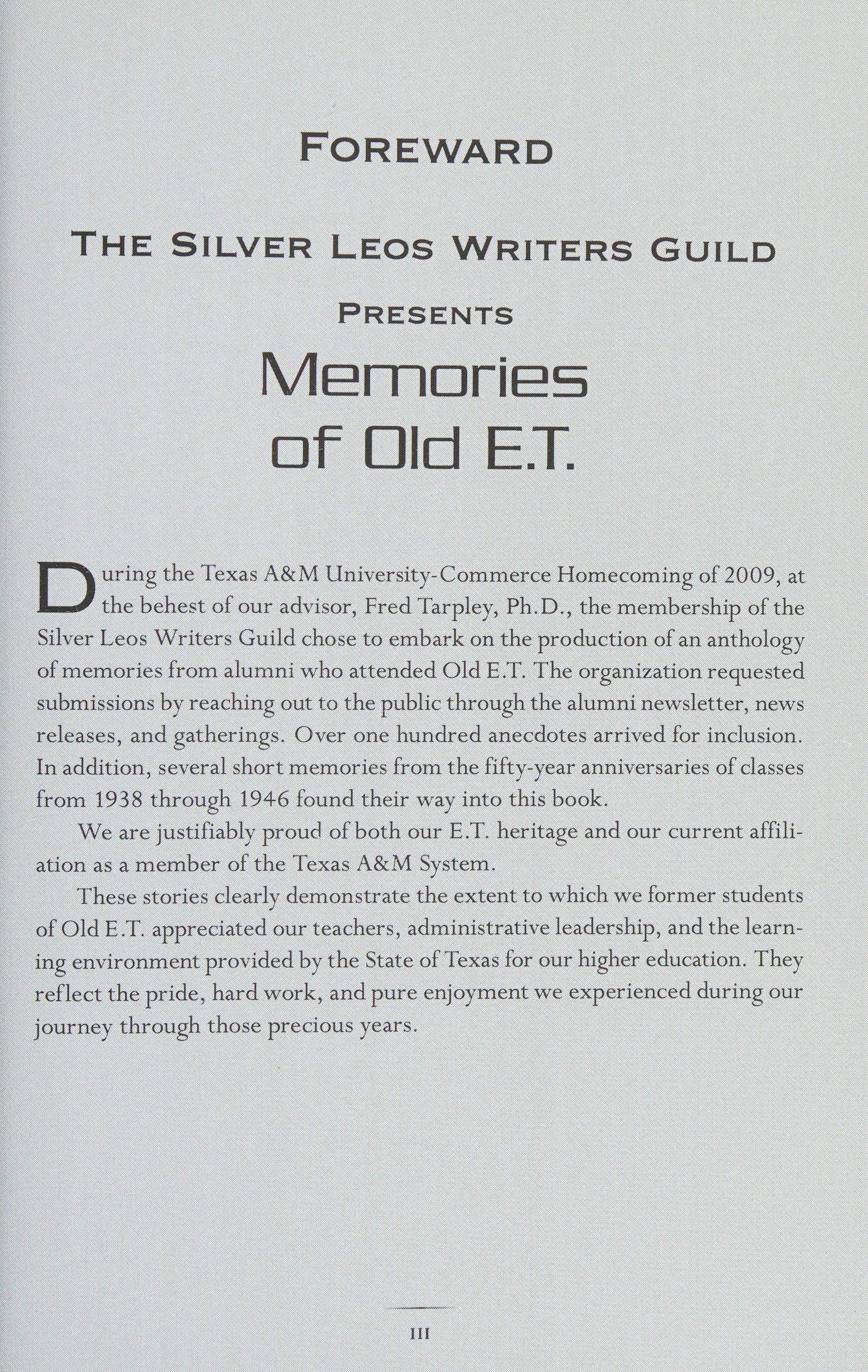 Memories of Old E.T.