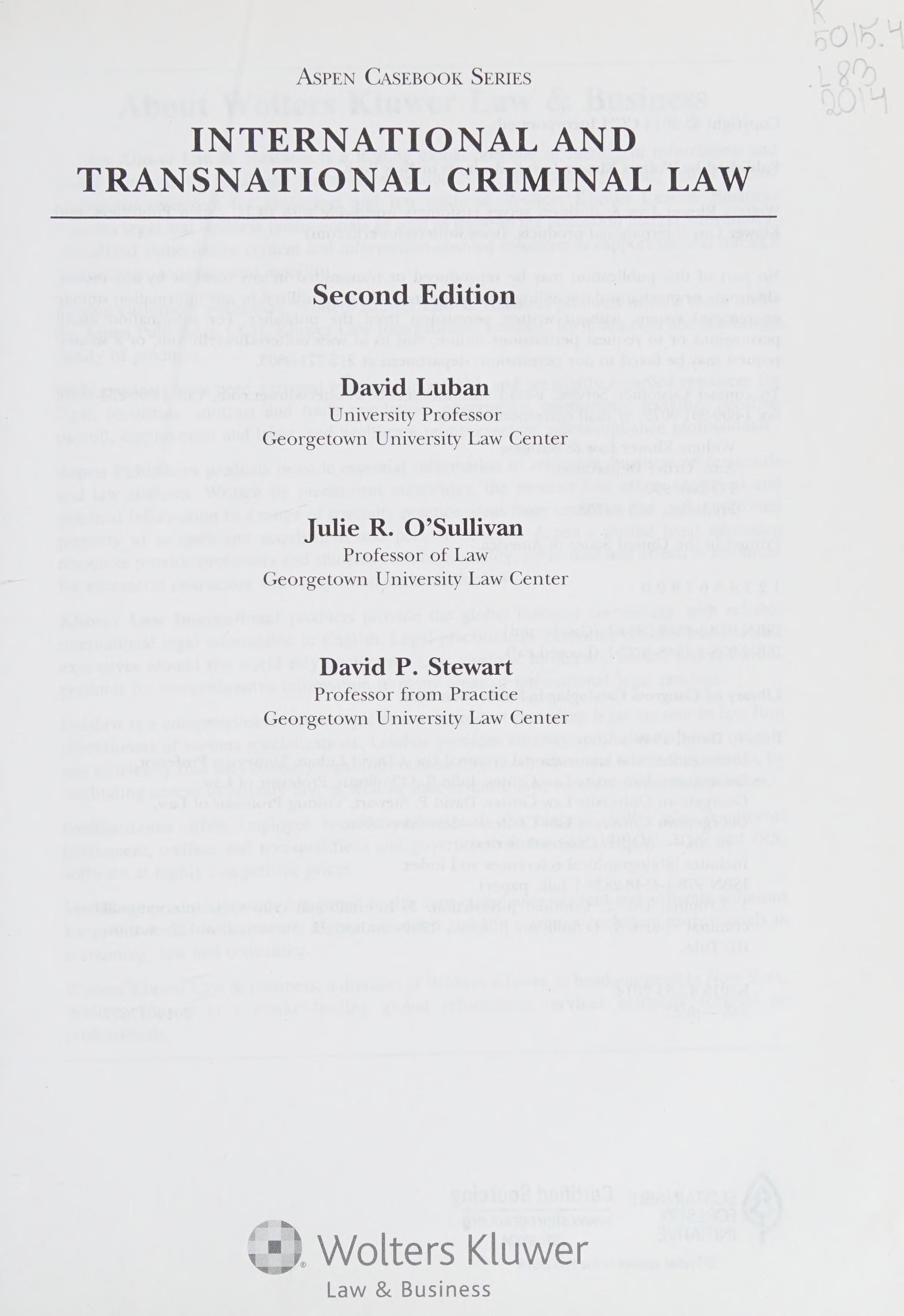 International and Transnational Criminal Law