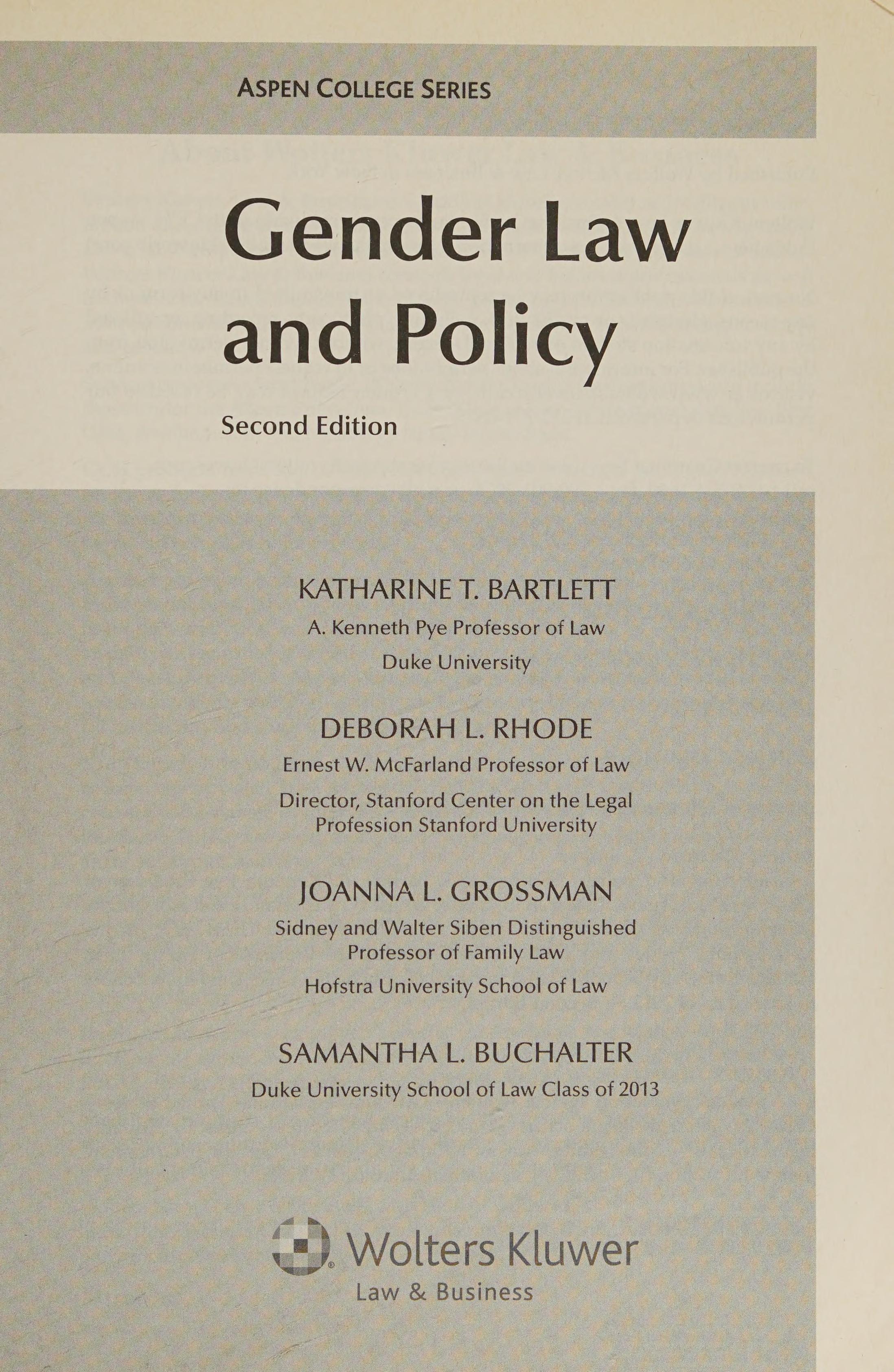Gender Law and Policy