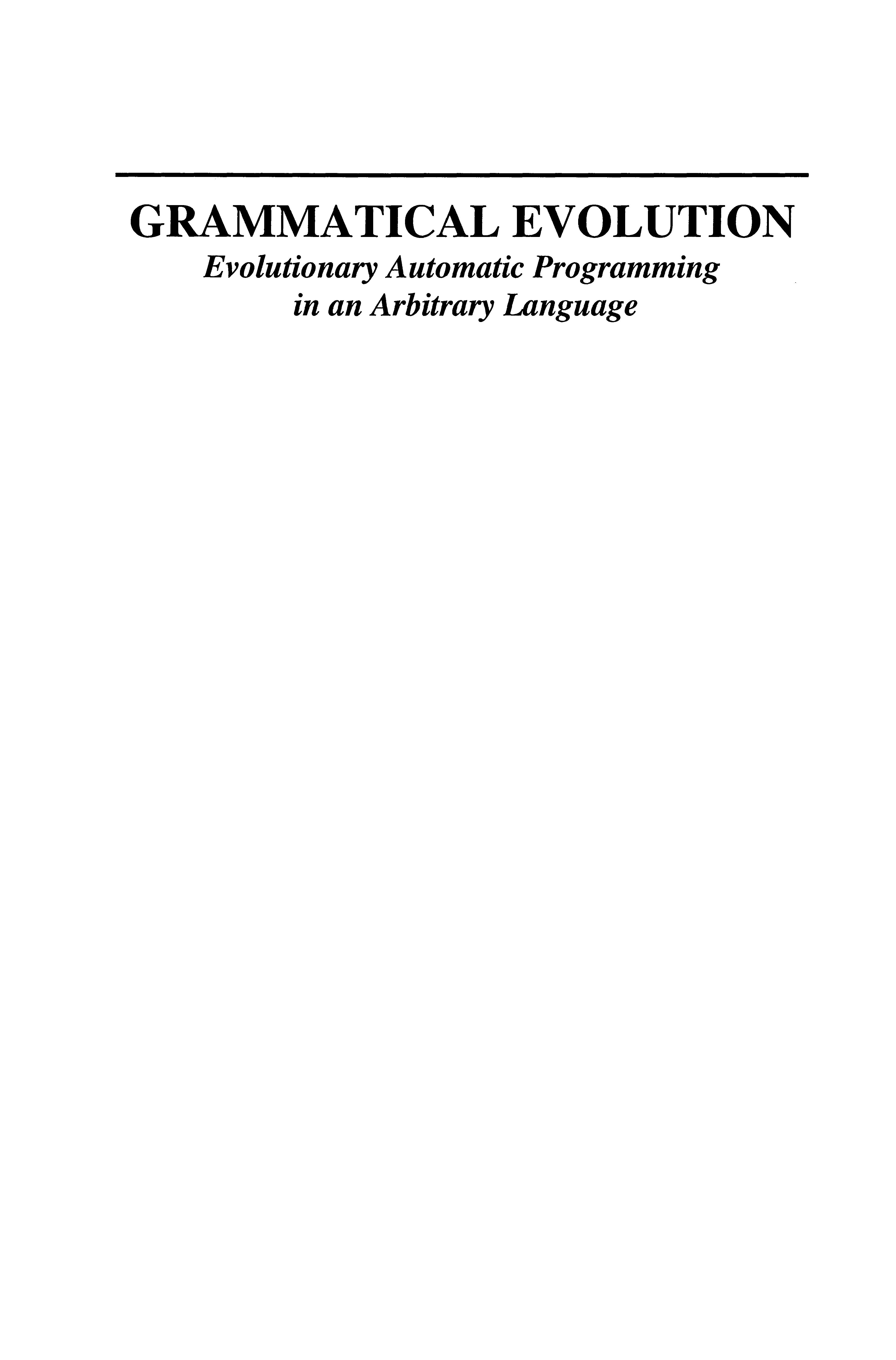 Grammatical Evolution