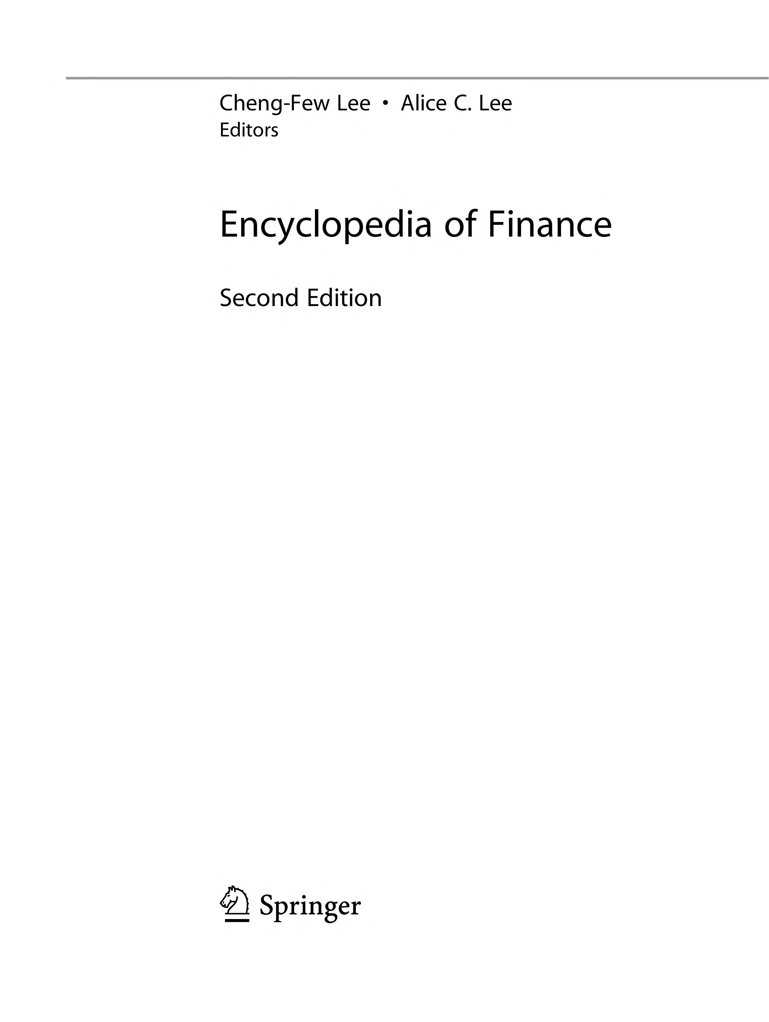 Encyclopedia of Finance