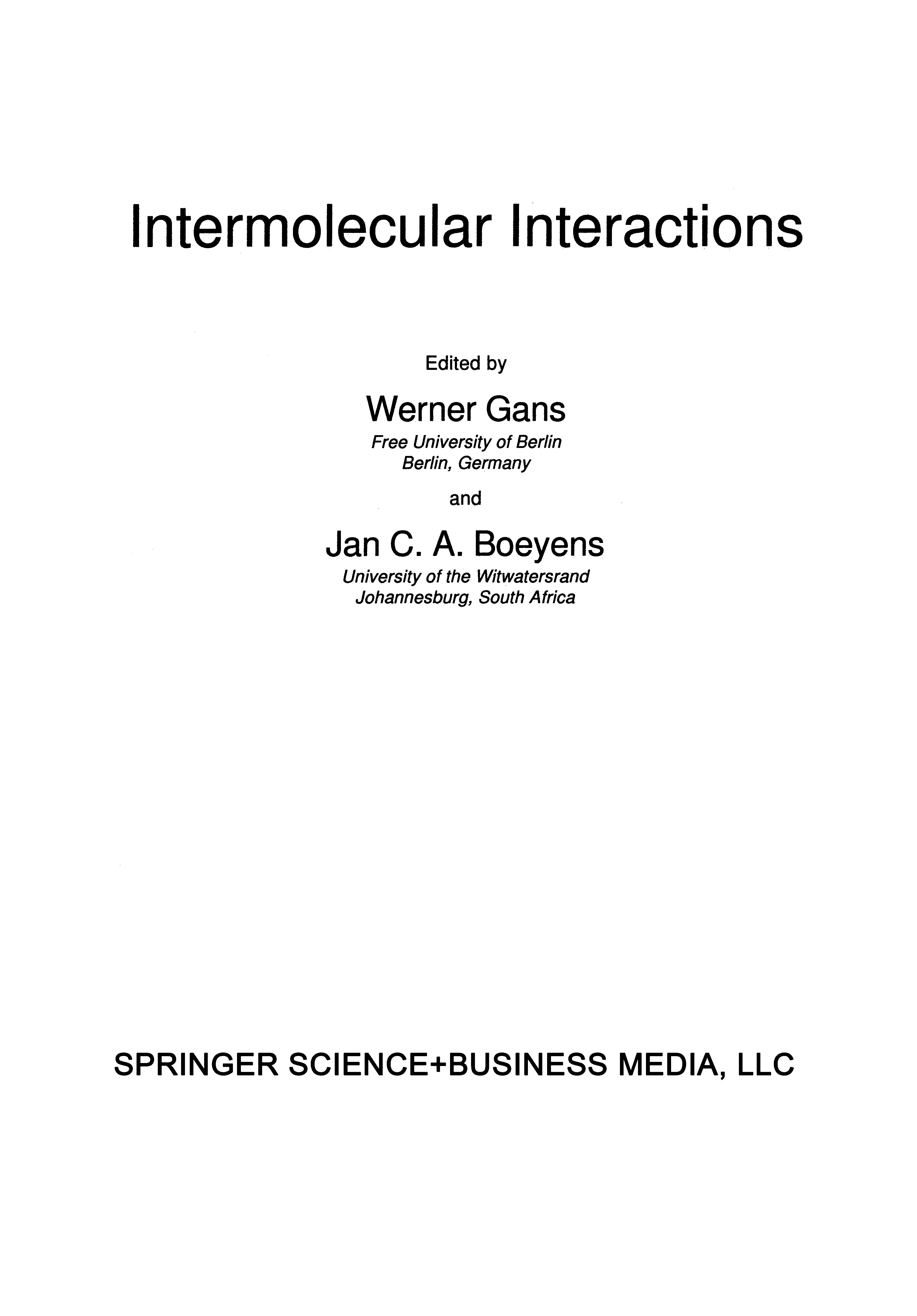 Intermolecular Interactions