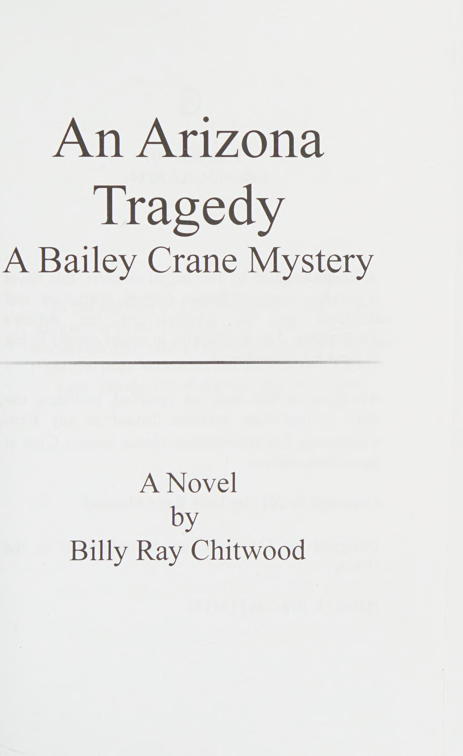 An Arizona Tragedy: A Bailey Crane Mystery