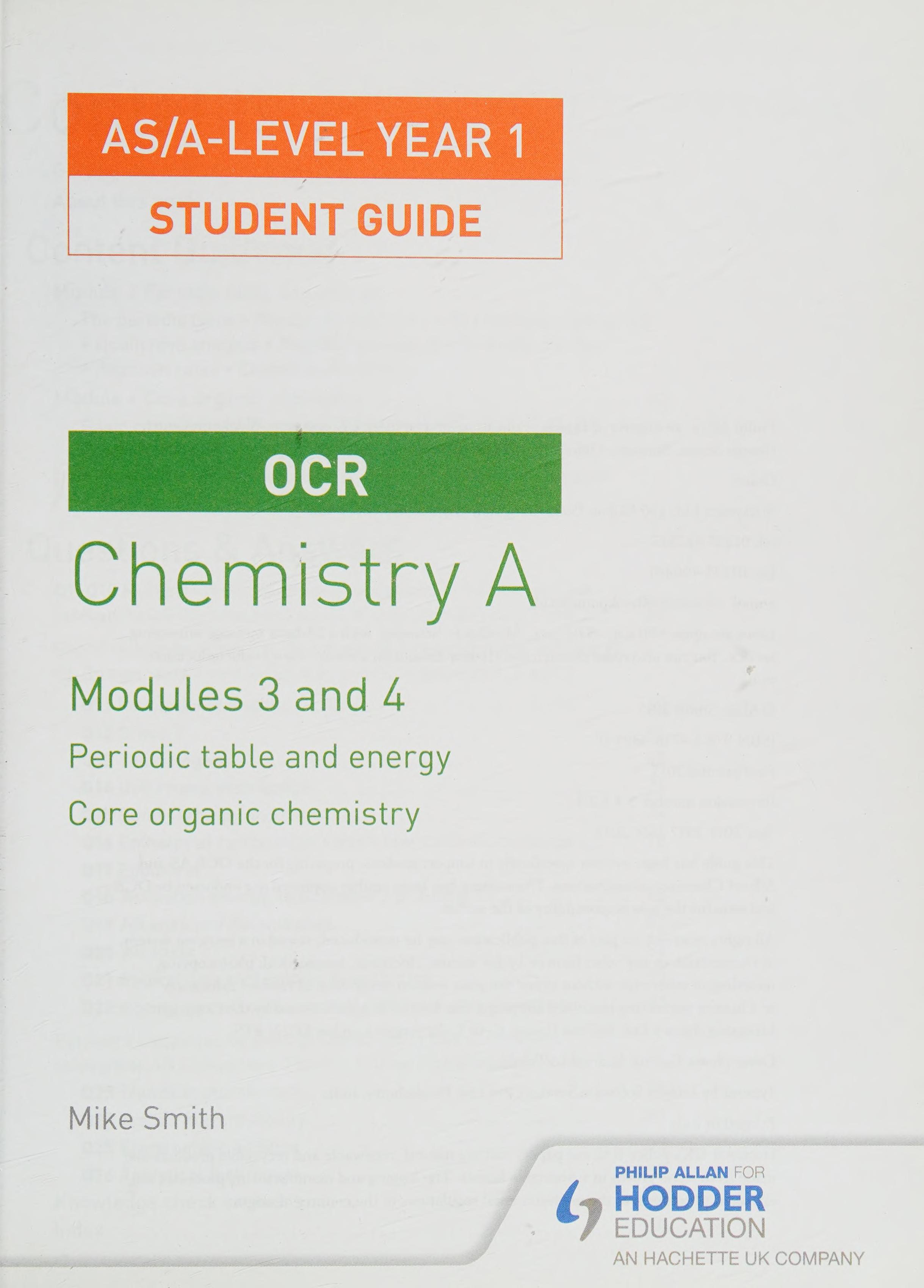 OCR AS/a Level Chemistry a Student Guide