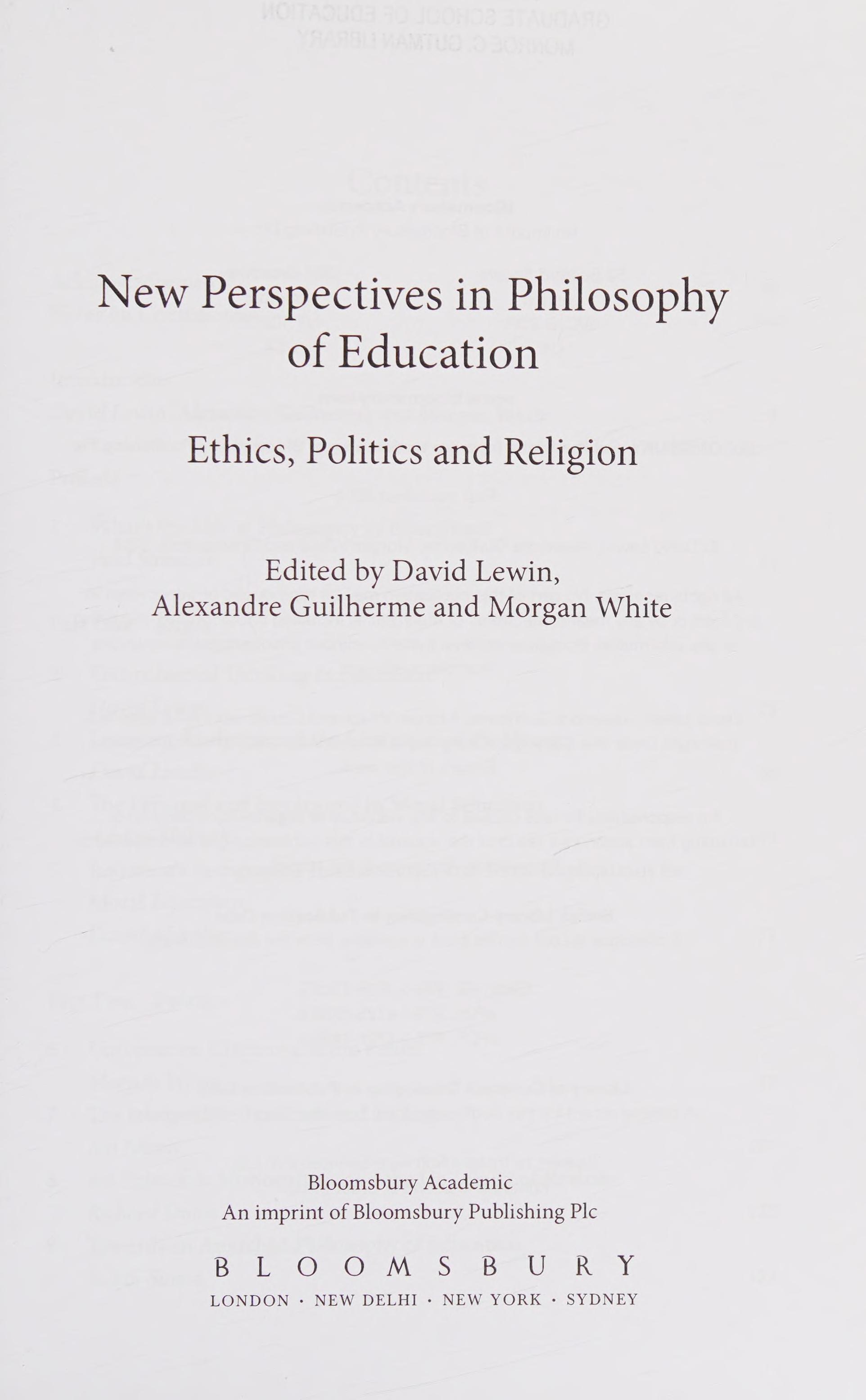 New Perspectives in Philosophy of Education