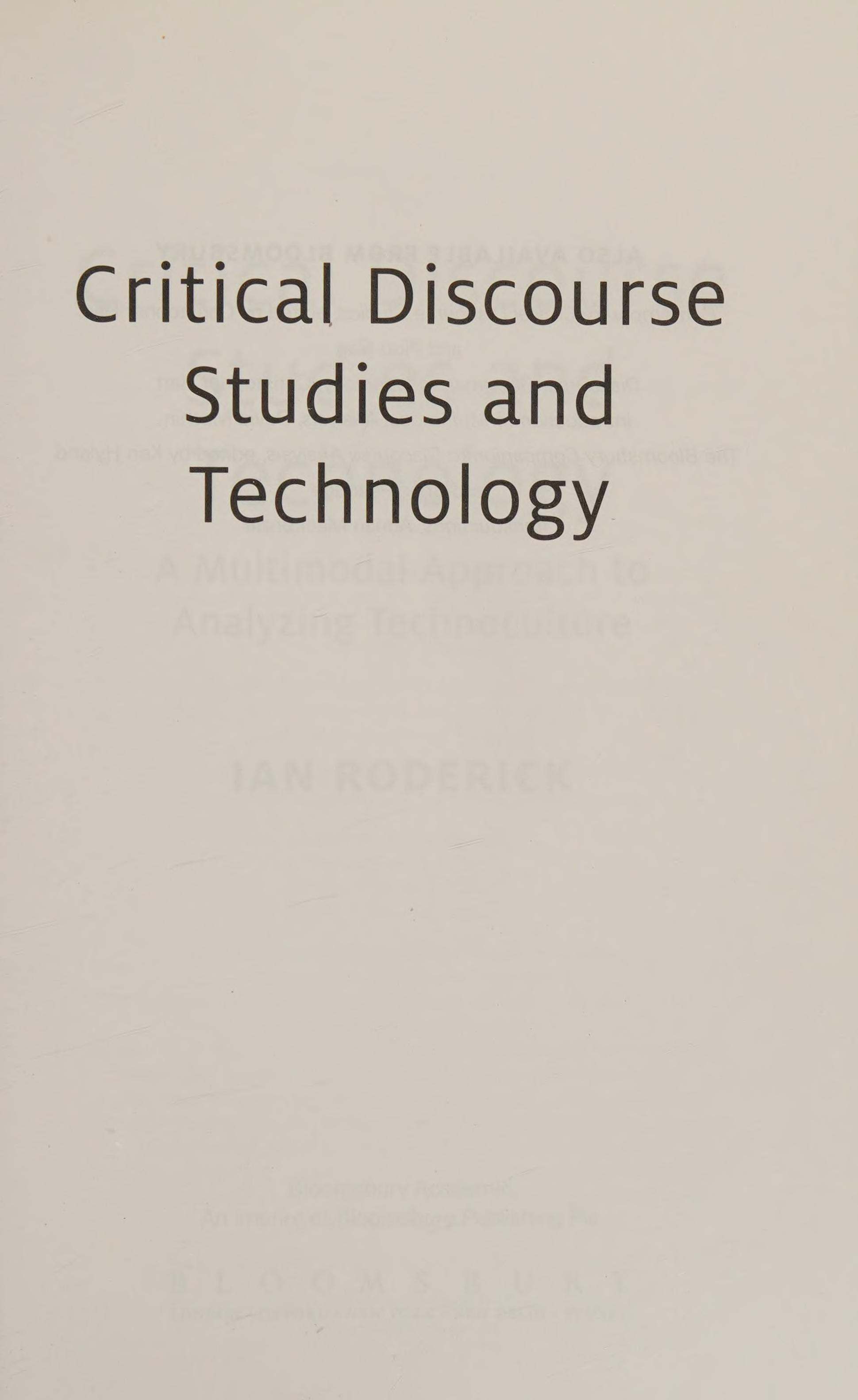 Critical Discourse Studies and Technology
