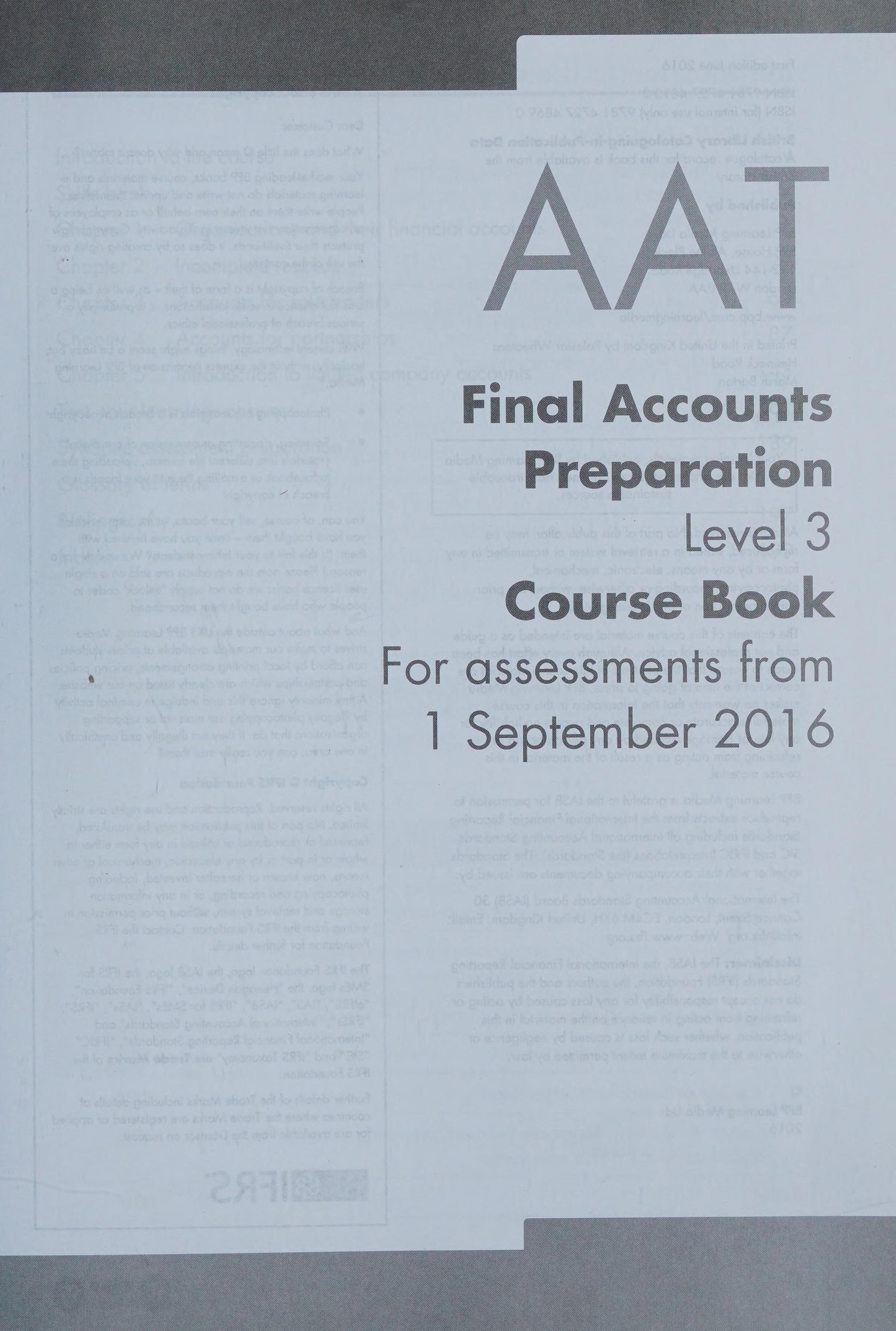 AAT - Final Accounts Preparation