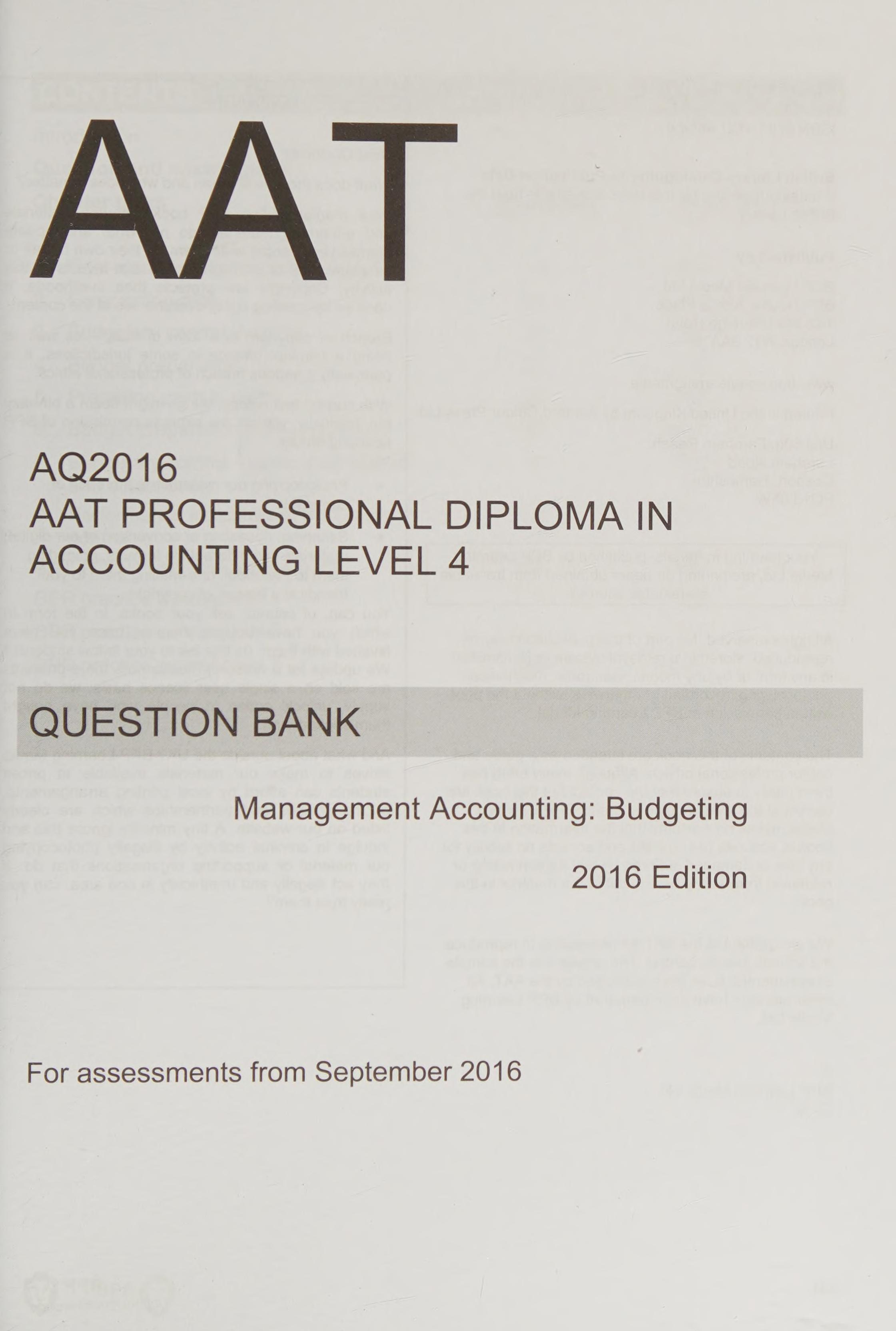 AAT - Management Accounting Budgeting