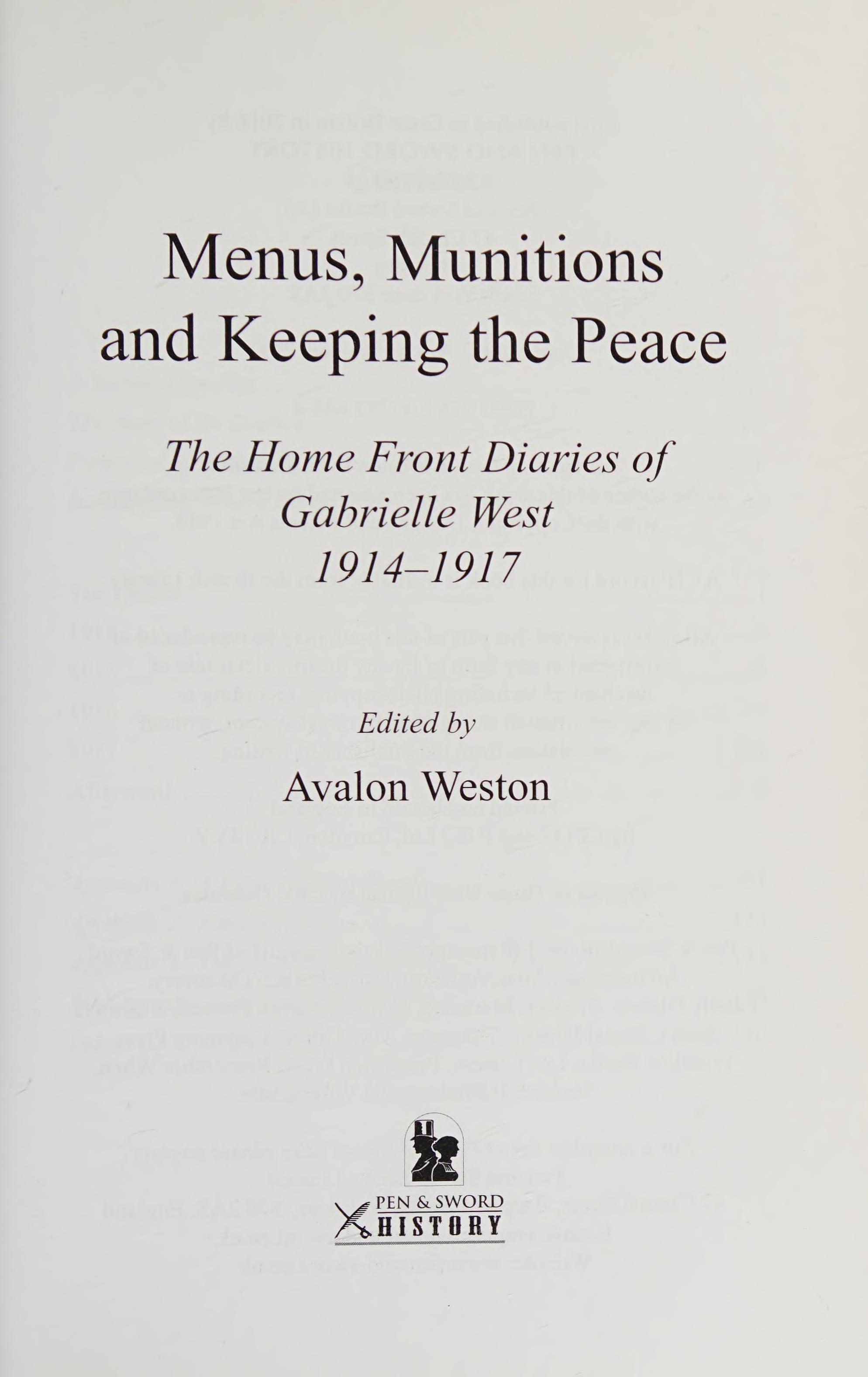 Menus Munitions and Keeping the Peace