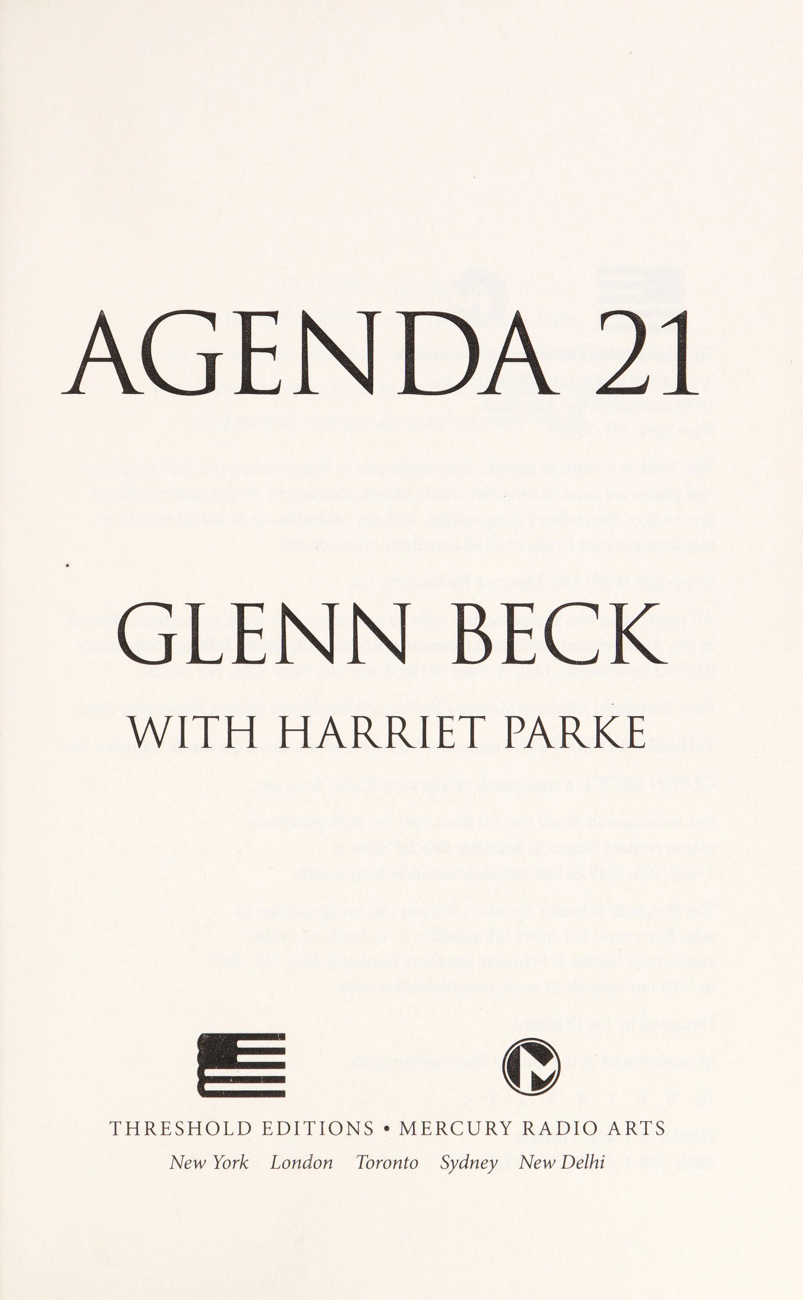 Agenda 21 by Glenn Beck, ISBN 9781476717005