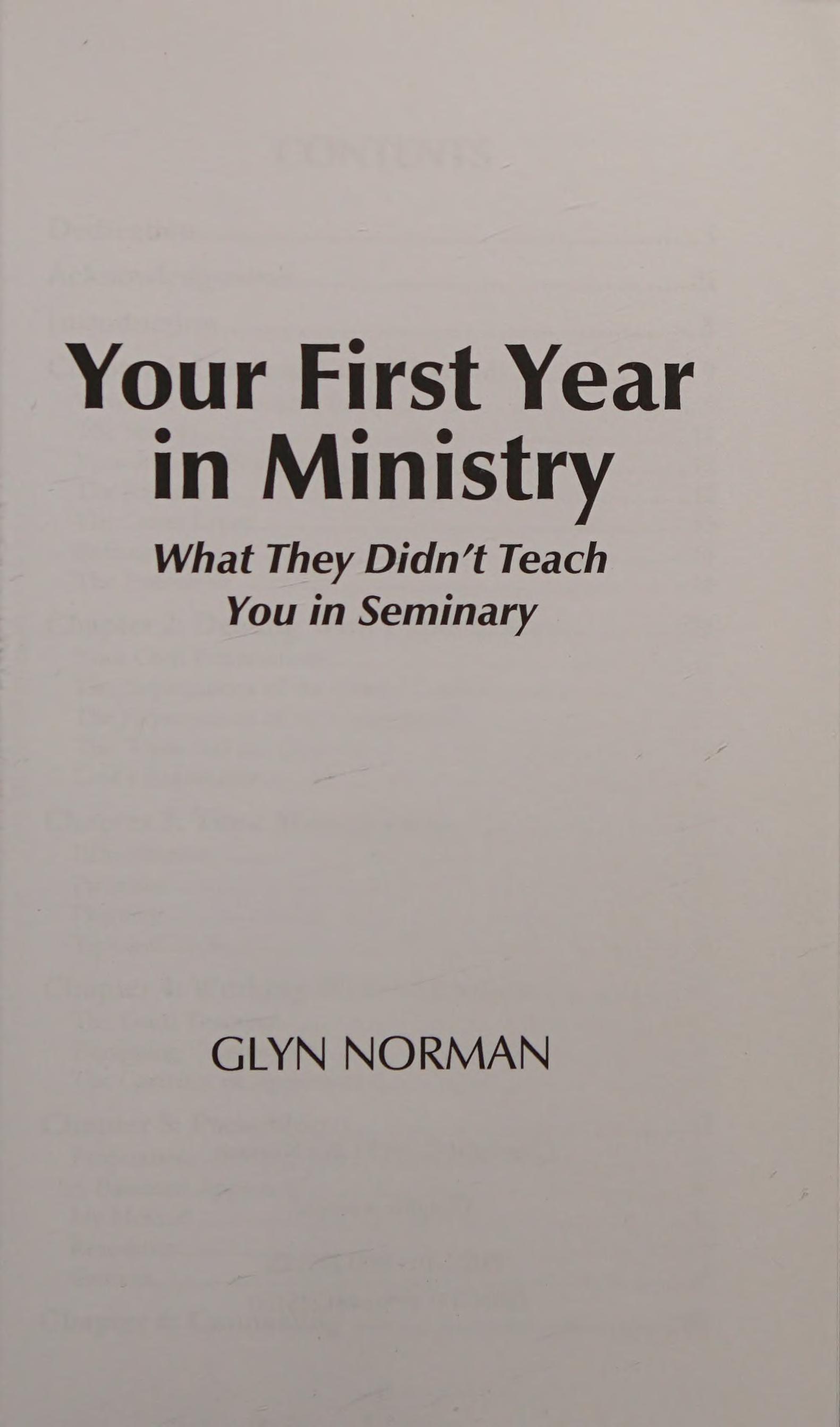Your First Year In Ministry