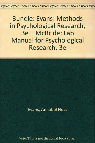 BUNDLE Evans Methods in Psychological Research 3e Mcbride