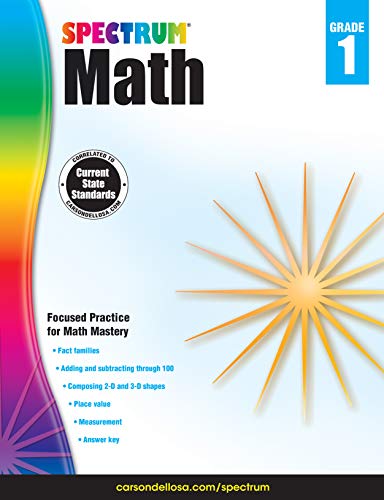 Spectrum First Grade Math Workbook – Addition and Subtraction Mathematics Learning with Examples, Tests, Answer Key for Homeschool or Classroom