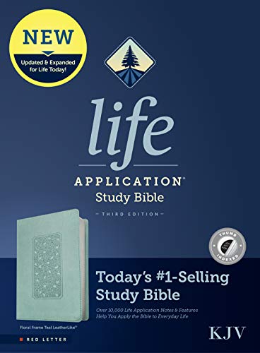 KJV Life Application Study Bible, Third Edition (Red Letter, LeatherLike, Floral Frame Teal, Indexed)