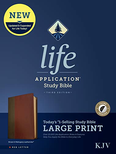 KJV Life Application Study Bible, Third Edition, Large Print (Red Letter, LeatherLike, Brown/Mahogany, Indexed)