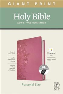 NLT Personal Size Giant Print Bible, Filament Enabled Edition (Red Letter, LeatherLike, Peony Pink, Indexed)