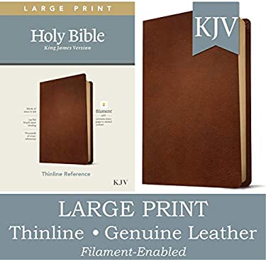 KJV Large Print Thinline Reference Holy Bible (Red Letter, Genuine Leather, Brown)