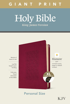 KJV Personal Size Giant Print Bible, Filament Enabled Edition (LeatherLike, Diamond Frame Cranberry, Indexed)