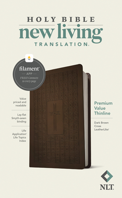 NLT Premium Value Thinline Bible, Filament Enabled Edition (LeatherLike, Dark Brown Cross)