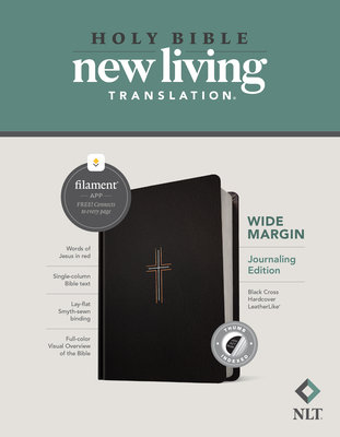 NLT Wide Margin Bible, Filament Enabled Edition (Red Letter, Hardcover LeatherLike, Black Cross, Indexed)